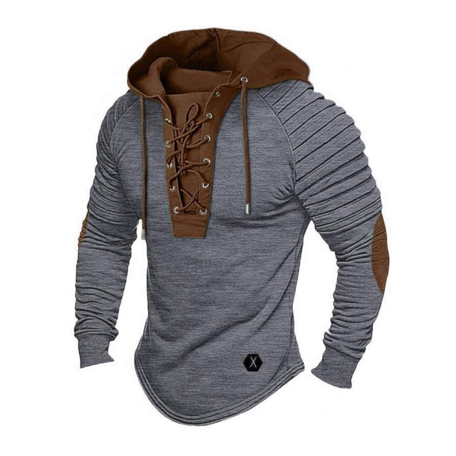 Men's Ruched Sleeve Hooded Shirt