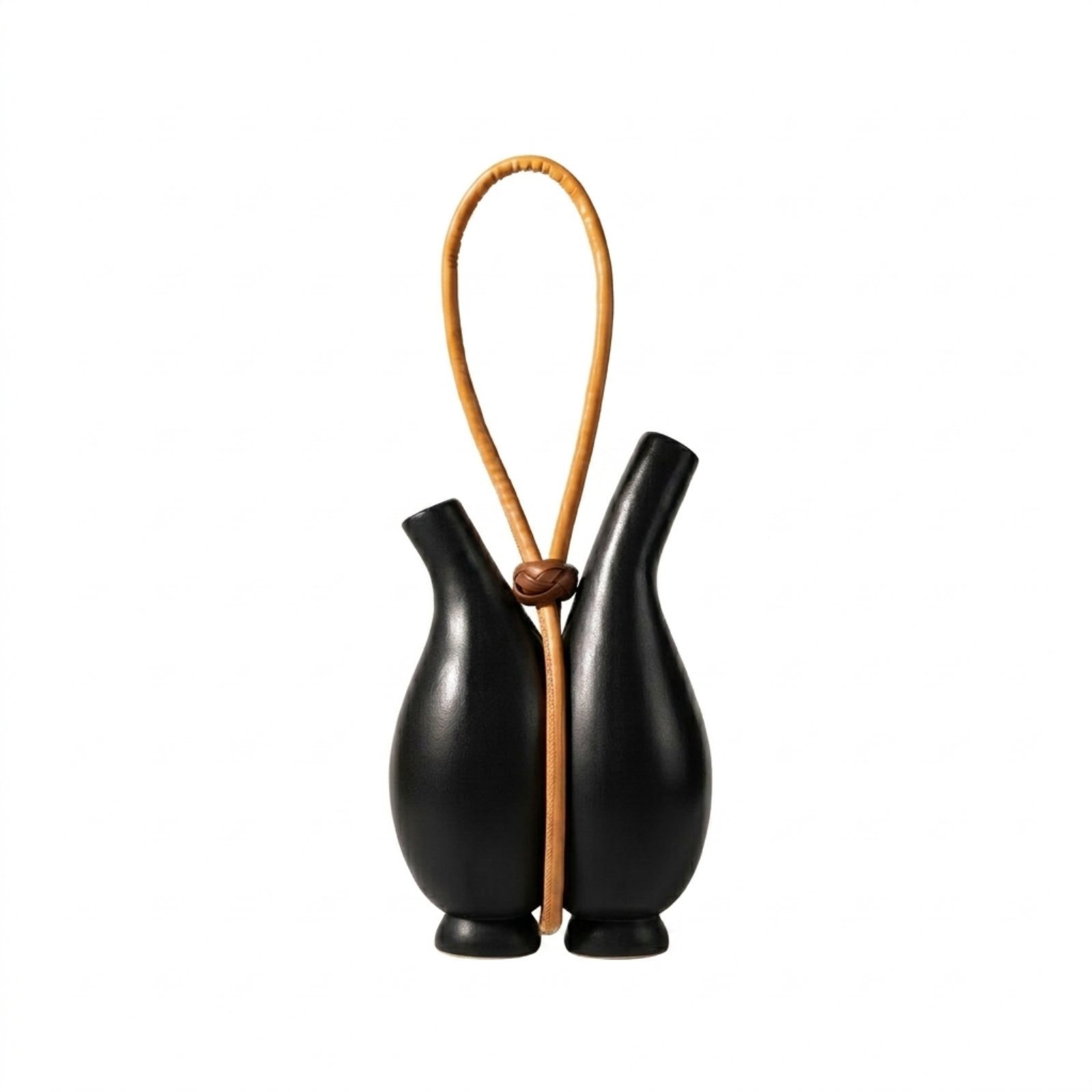 Matte Black Handled Vase