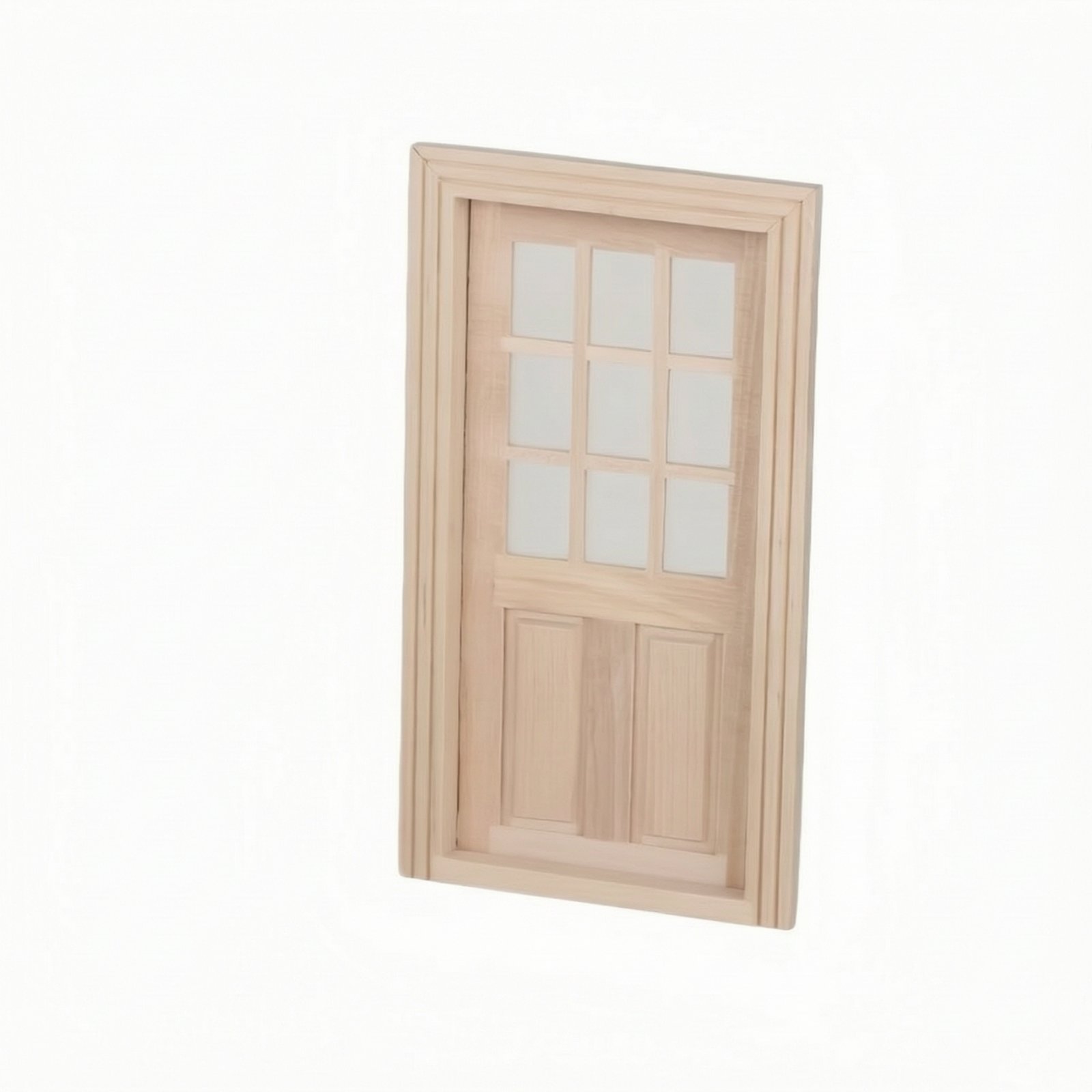 Unfinished Dollhouse Door with Window