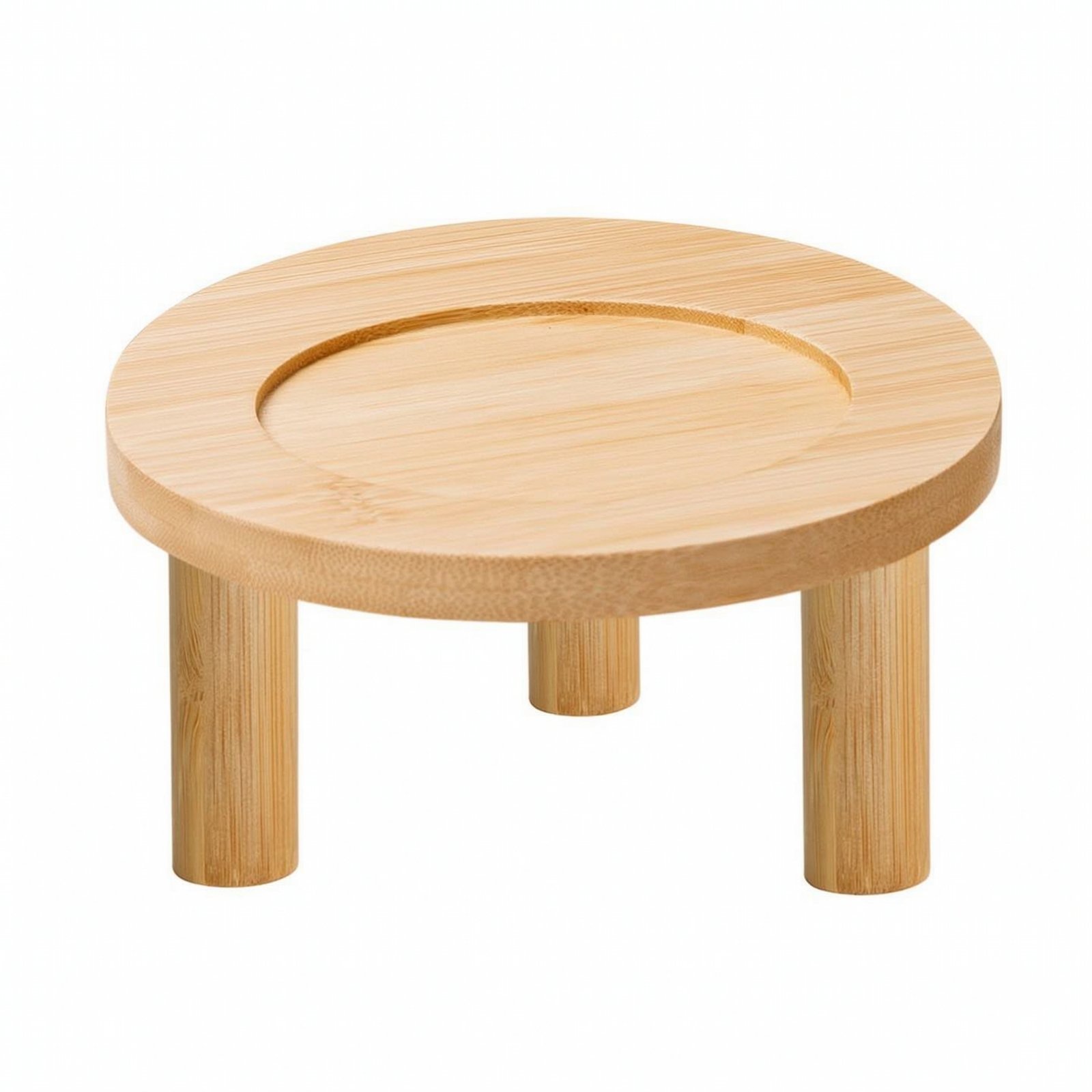 Ceramic Cat Bowl with Bamboo Stand
