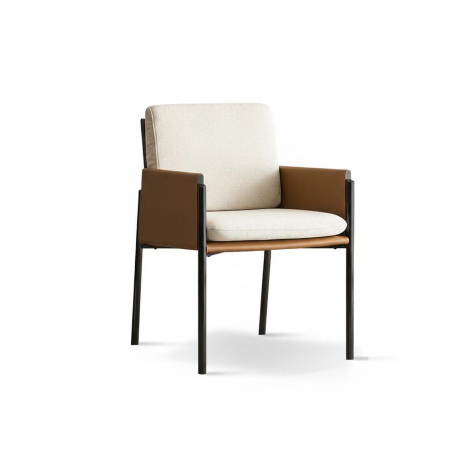 Upholstered Cantilever Chair – Brown Coffee, Carbon Steel