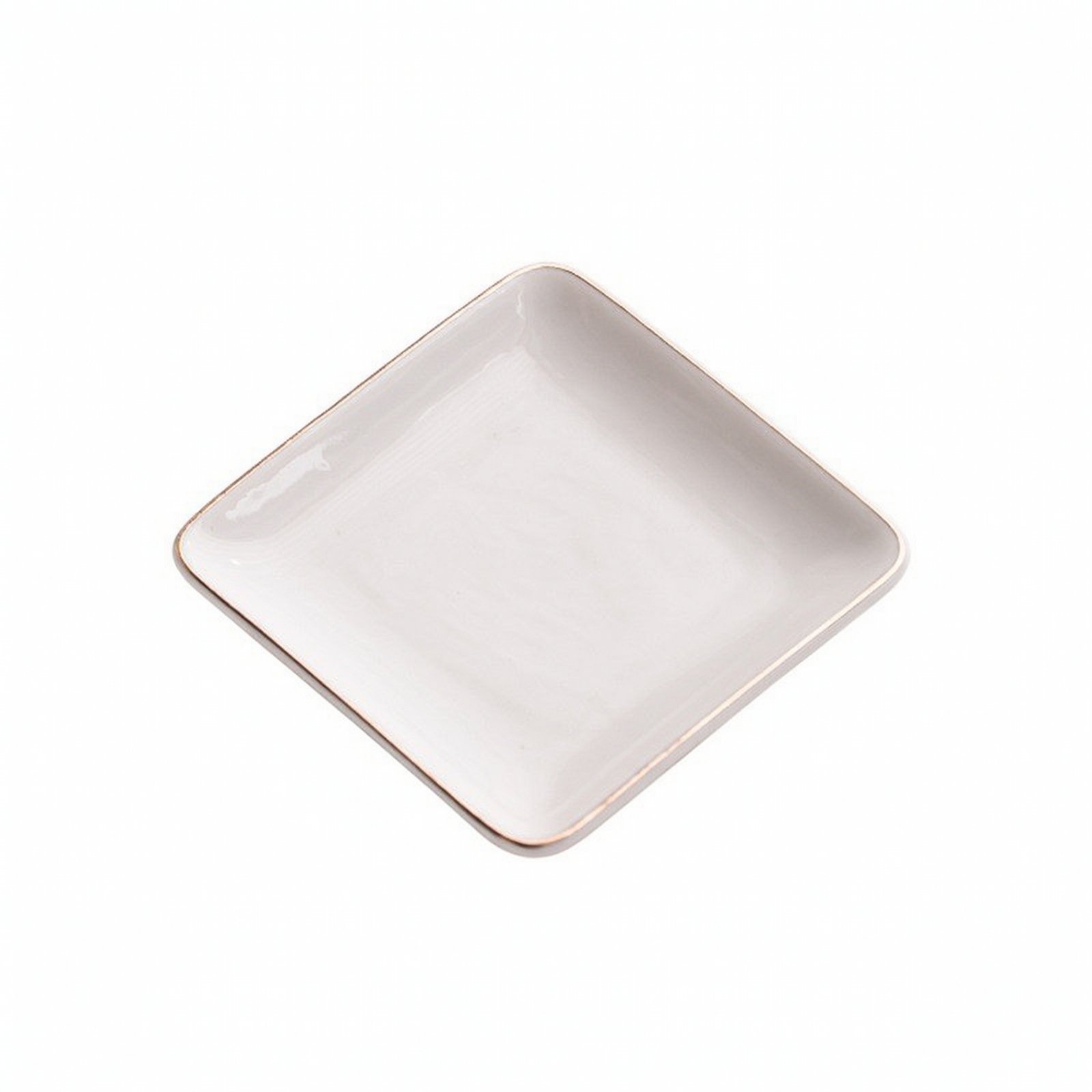Ceramic Jewelry Dish with Gold Rims
