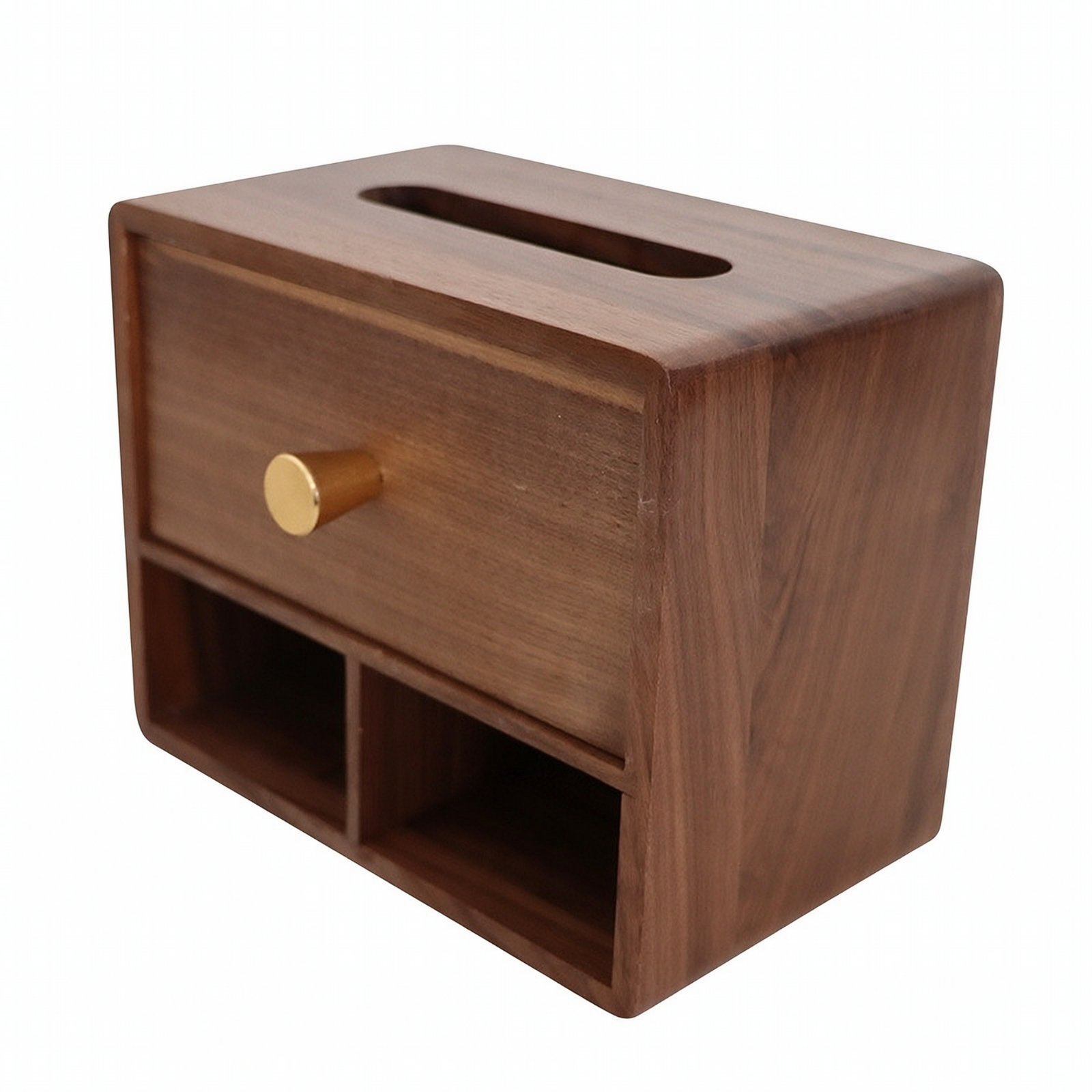 Wooden Tissue Box with Compartments