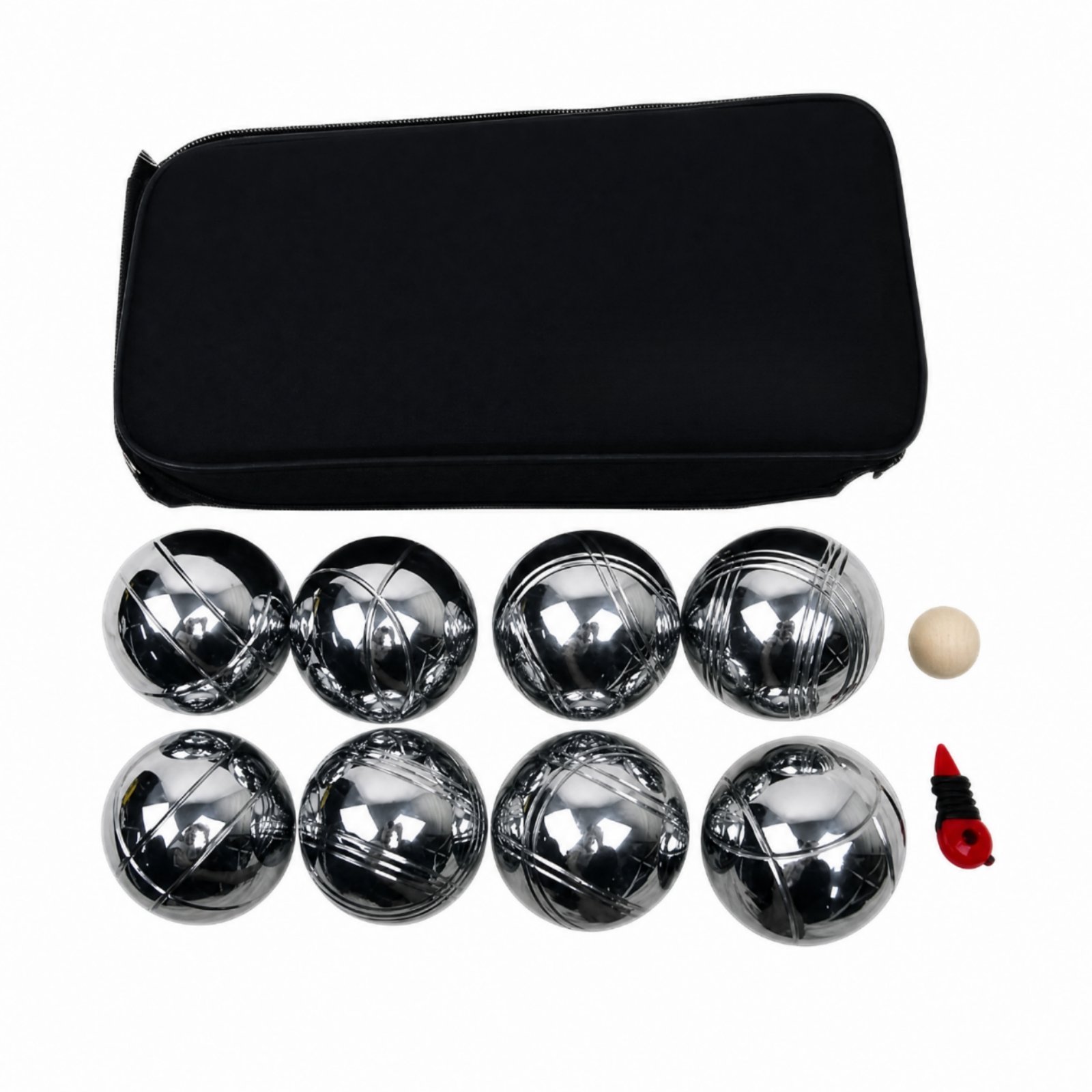 8-Piece Silver Lawn Bowling Set