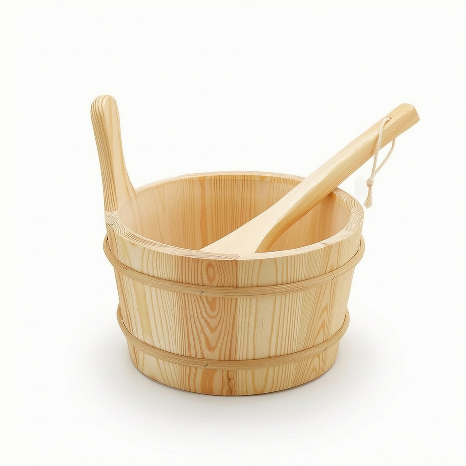 Wooden Sauna Bucket with Ladle