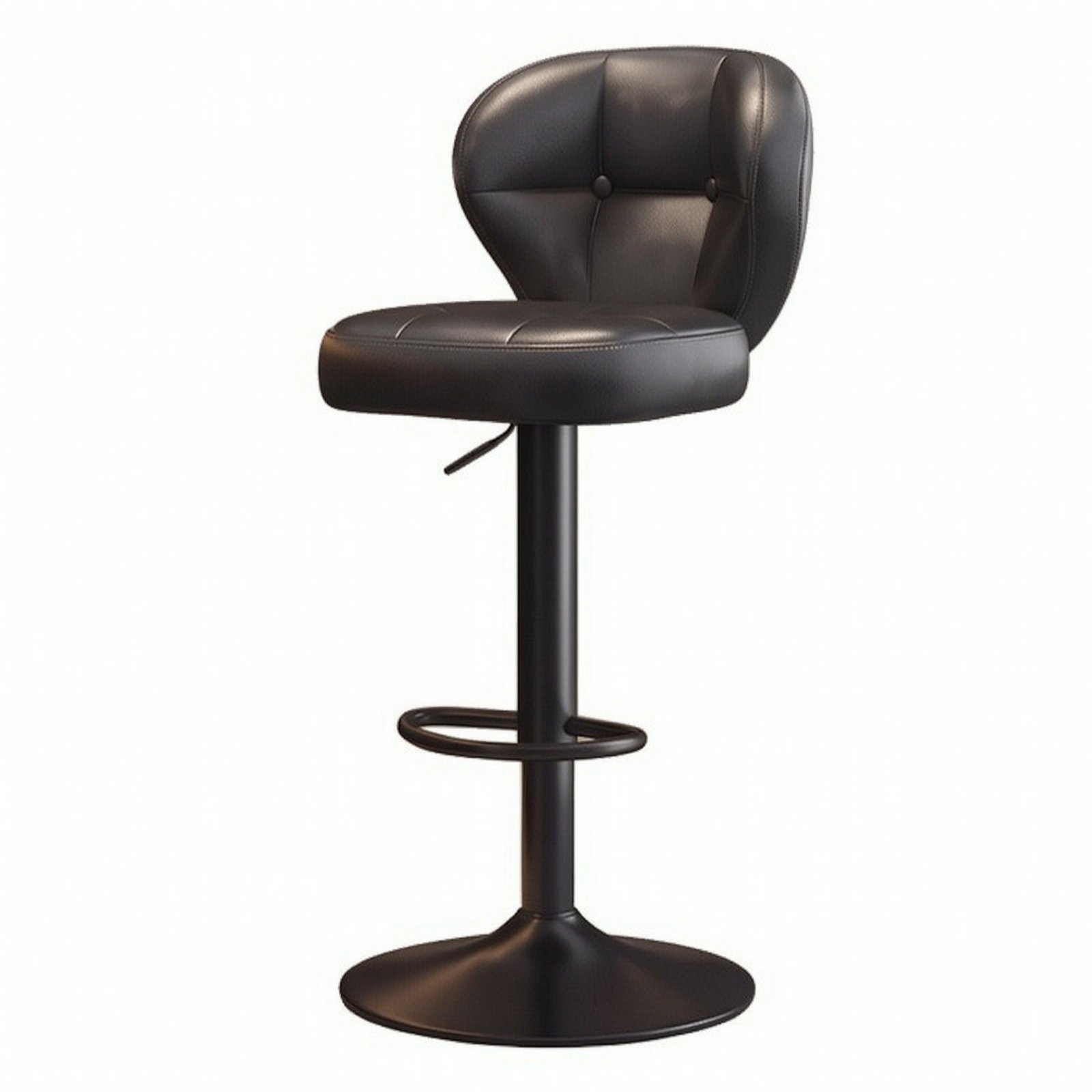 Swivel Stool with Backrest – Black, High-385mm-black