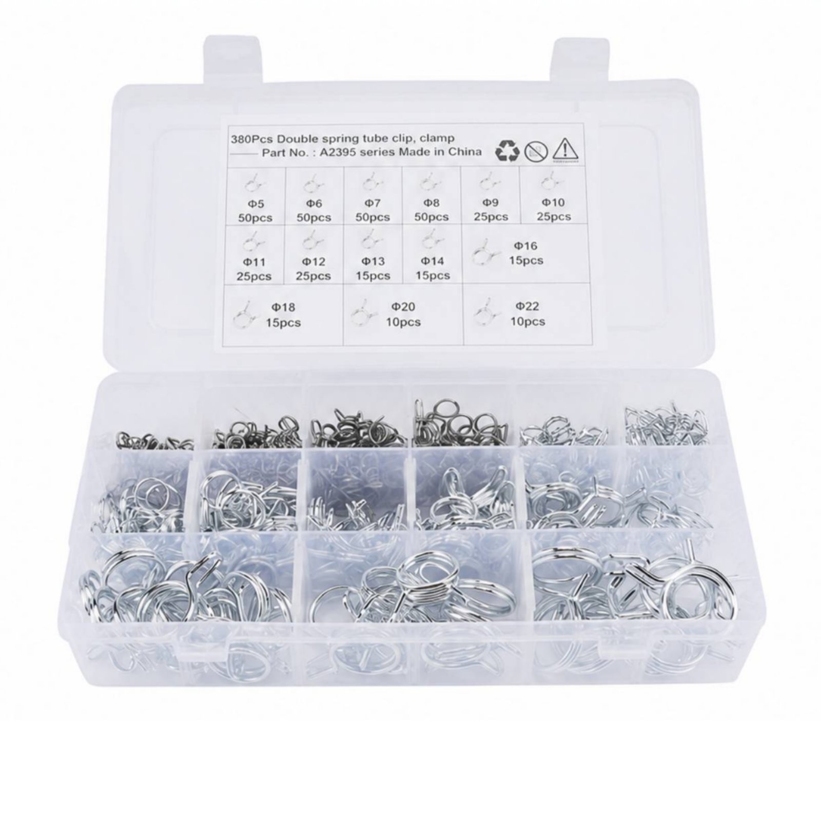 380-Piece Double-Wire Spring Hose Clamps