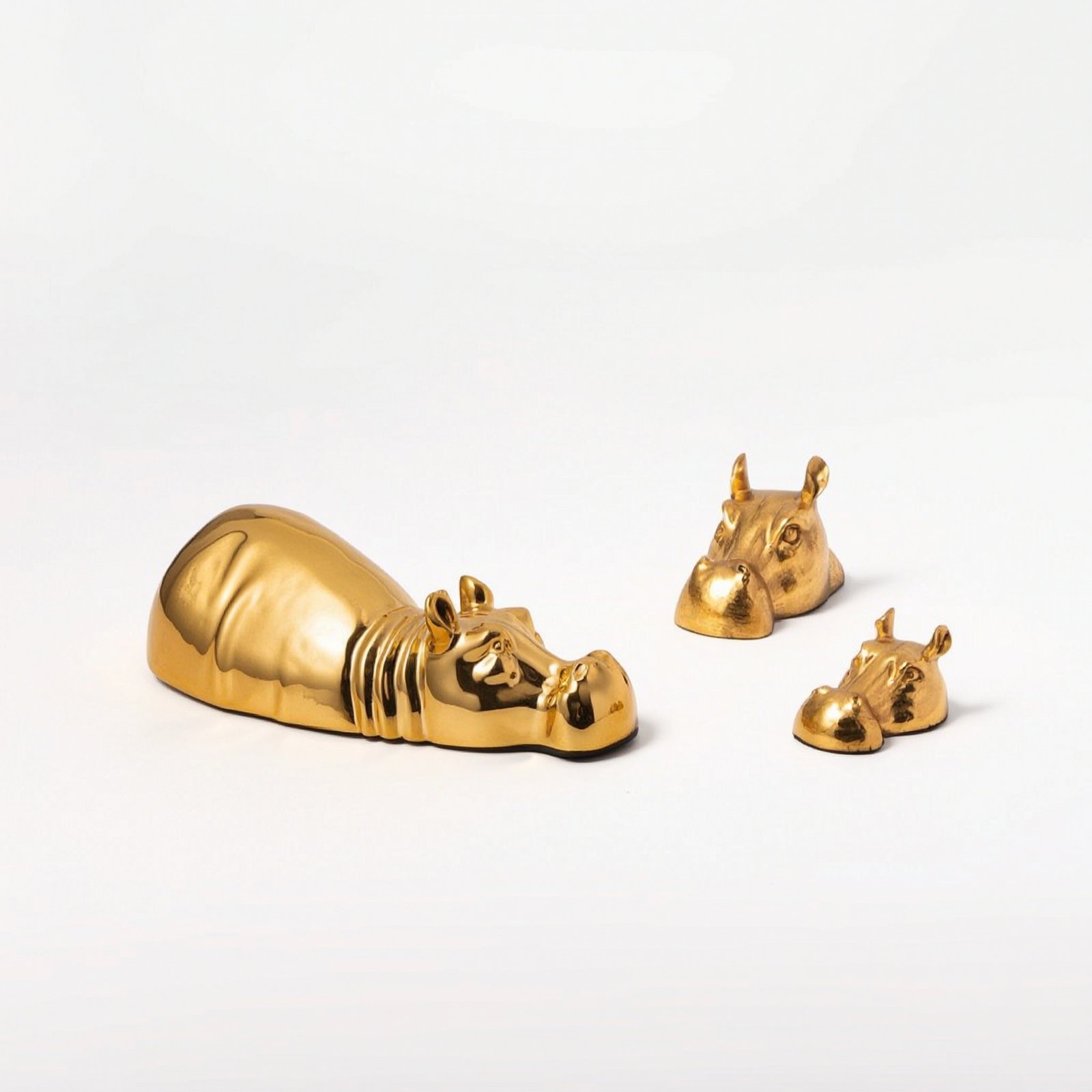 3-Piece Gilded Hippo Figurines