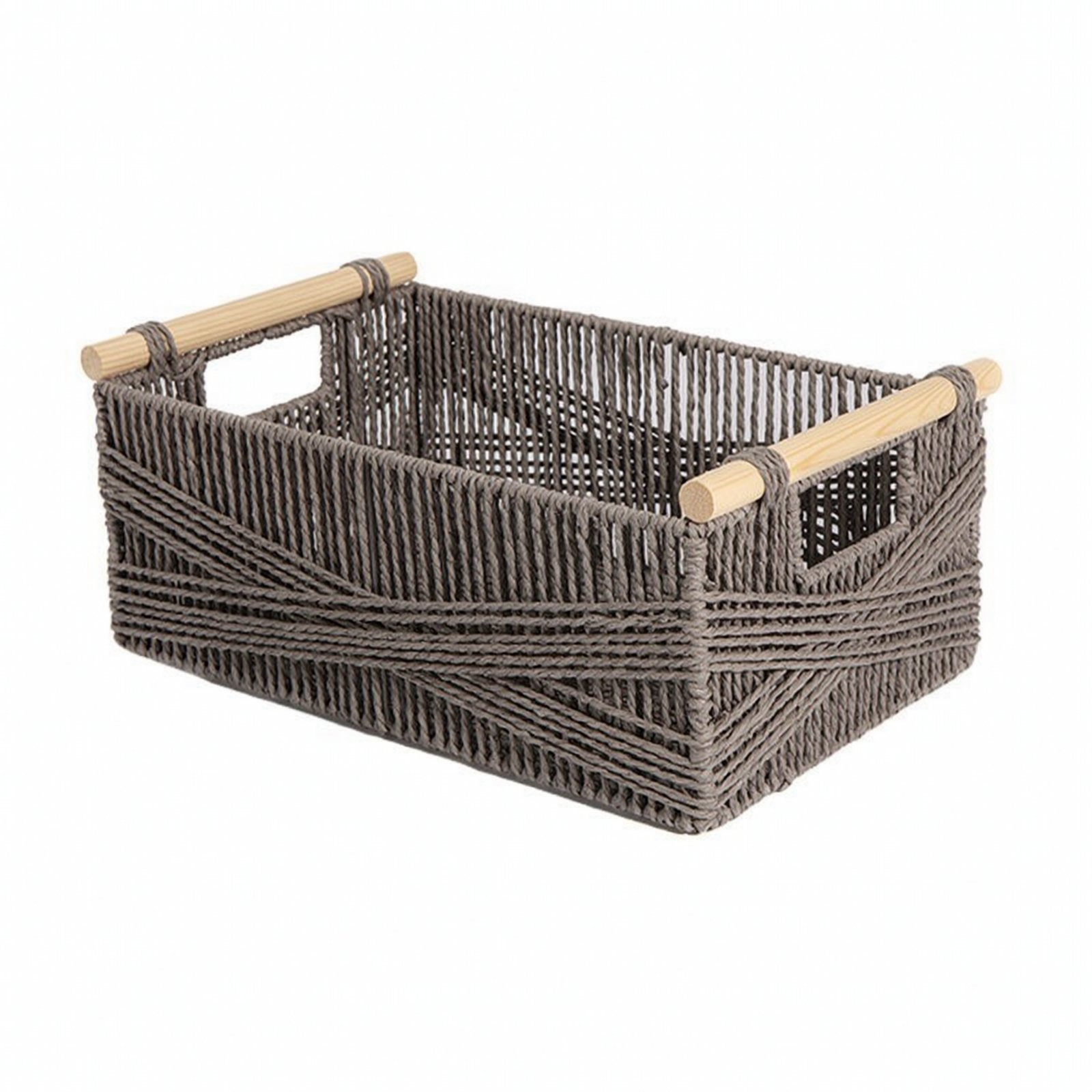 Paper Rope Basket Wooden Handles