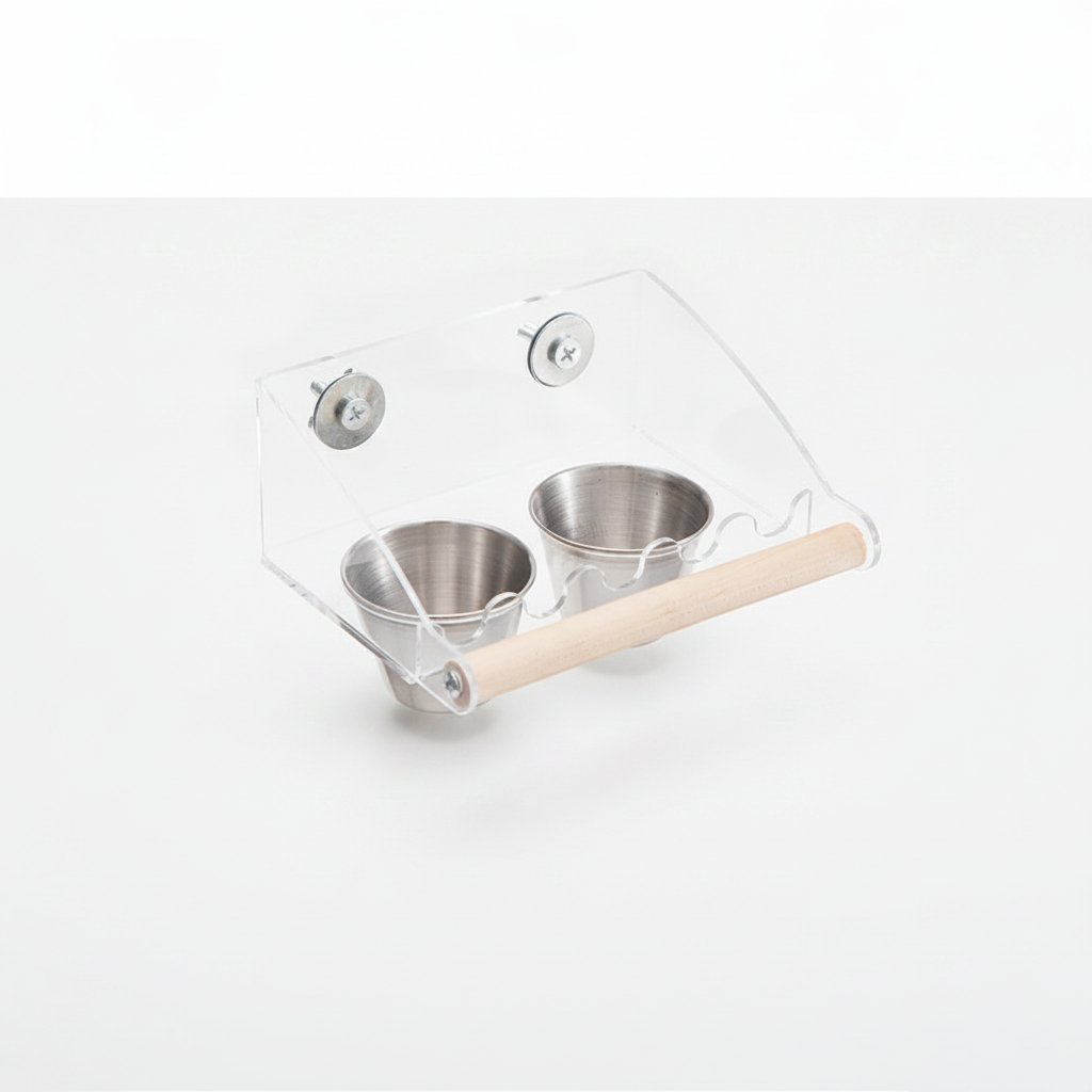 Acrylic Bird Feeder with Stainless Steel Bowls