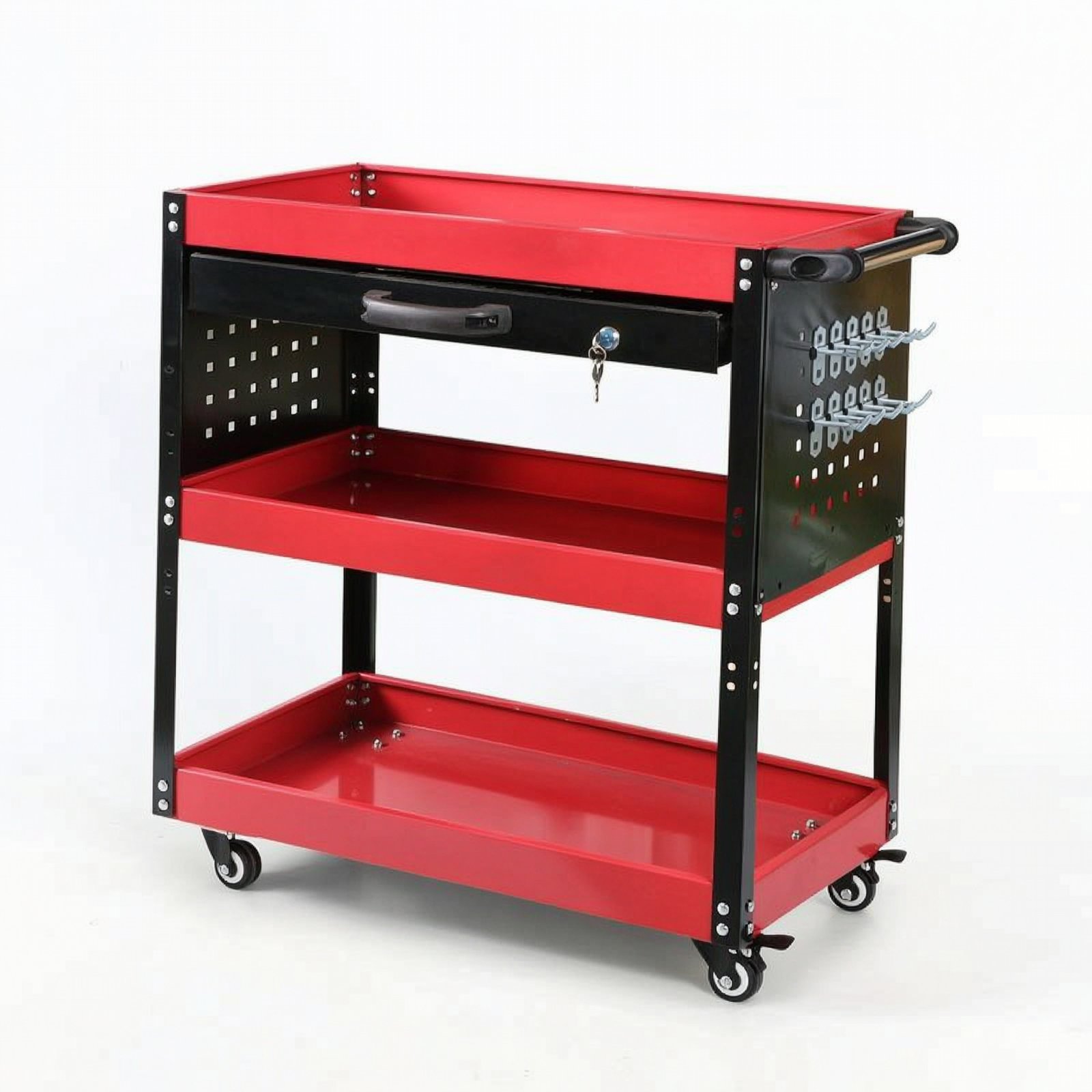 Three-Tier Tool Cart with Drawer