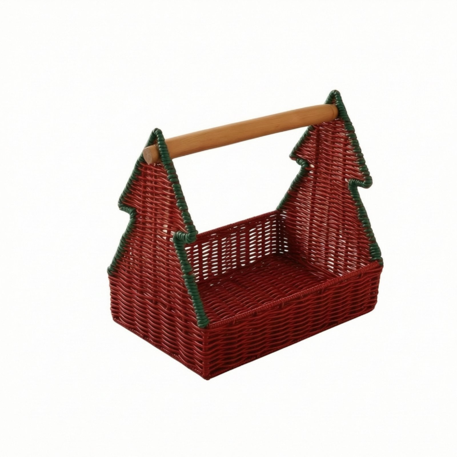 Handwoven Basket with Wooden Handle