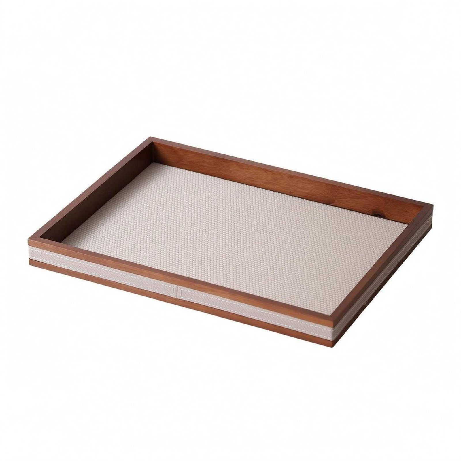 Wood-Framed Leather Tray
