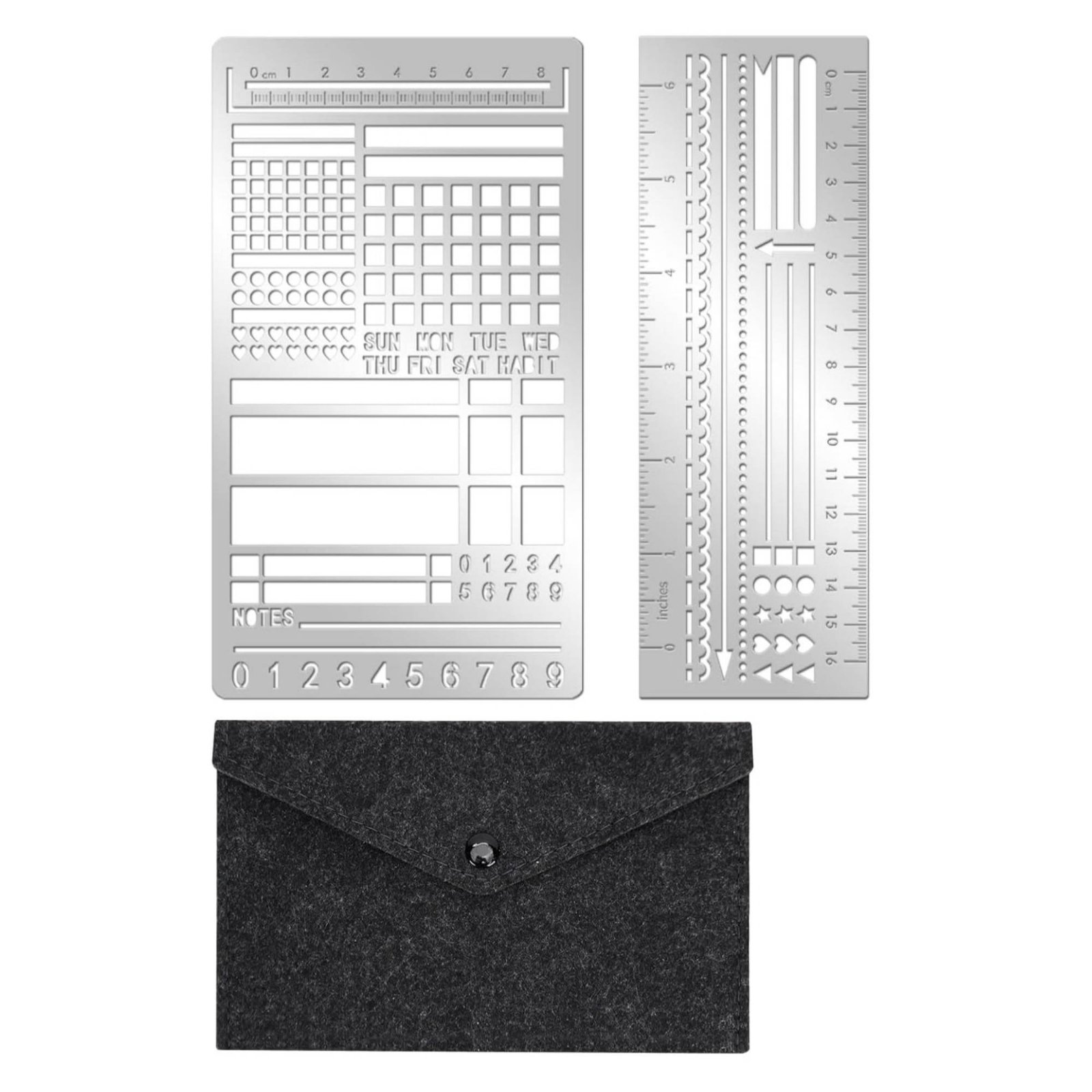 2-Piece Metal Planner Guide Stencil Set
