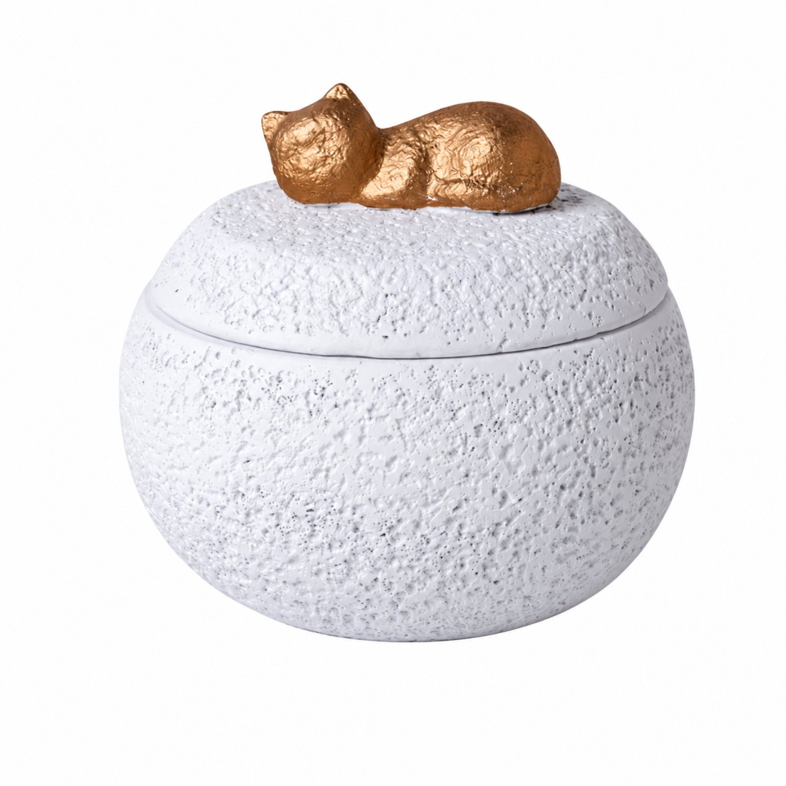 Cement Pet Urn with Cat Ornament