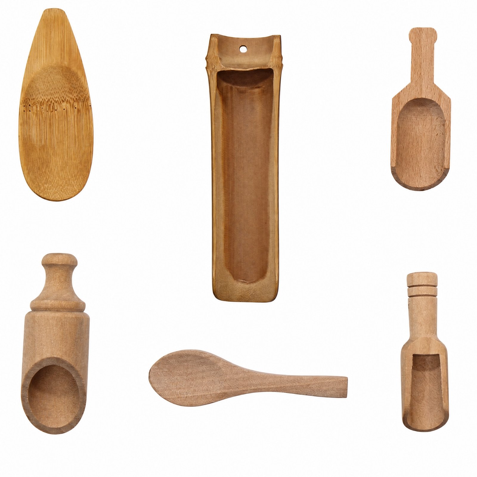 6-Piece Wooden Textured Learning Ladle