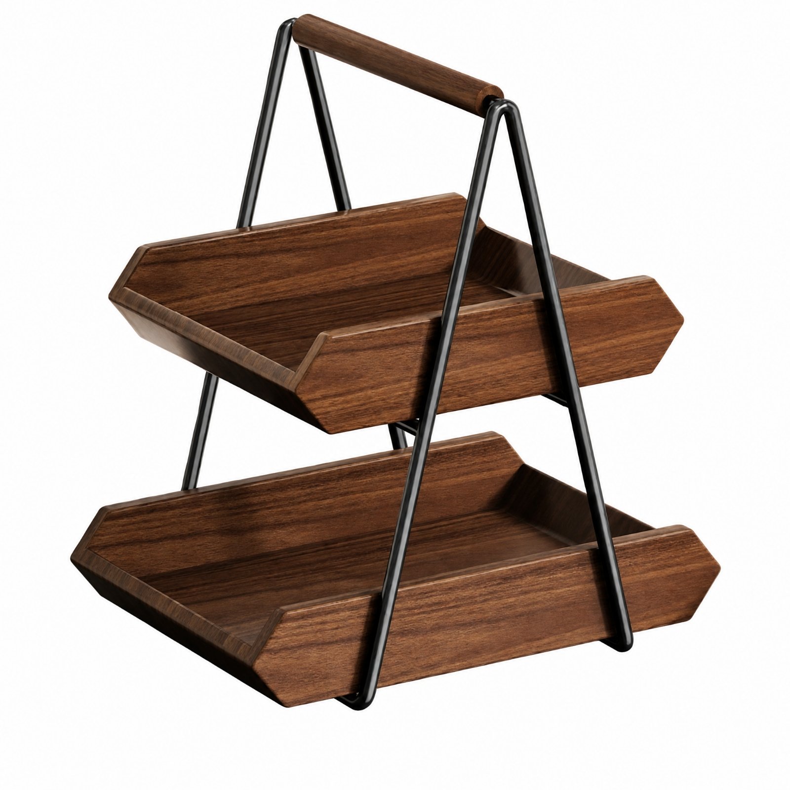 Two-Tier Countertop Storage Rack – Walnut, Size S