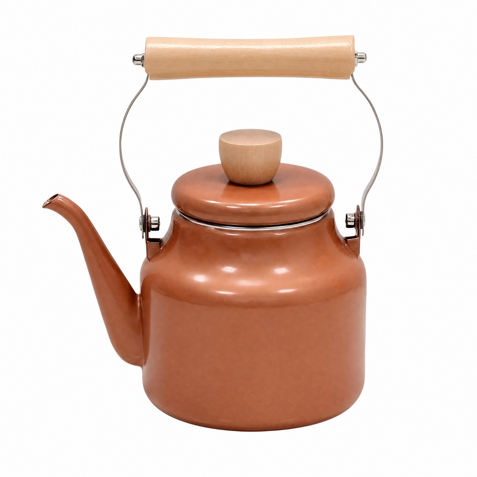 Enamel-Coated Kettle with Wooden Handle