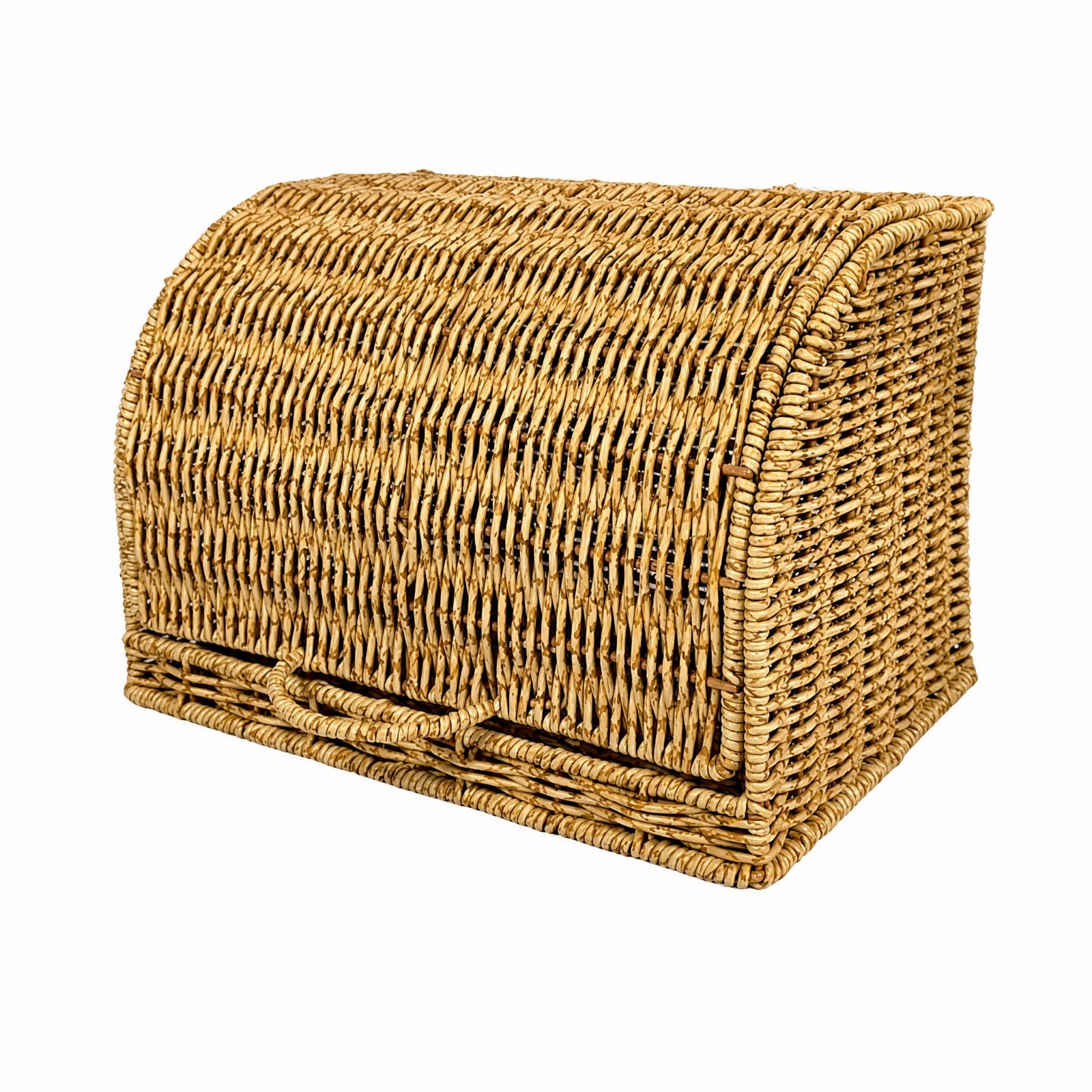 Openwork Woven Basket with Hinged Lid