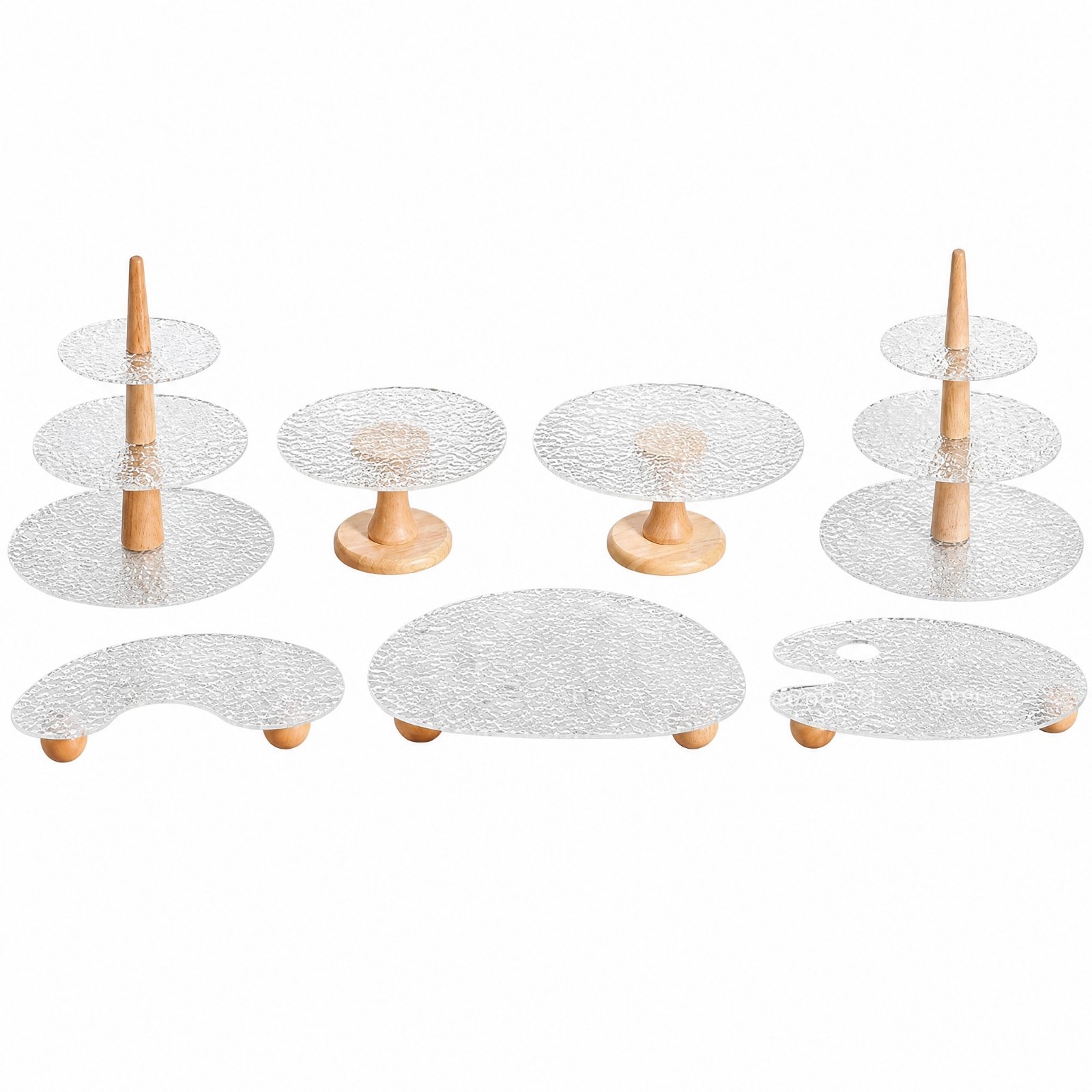 7-Piece Acrylic Dessert Tray with Pedestal Base
