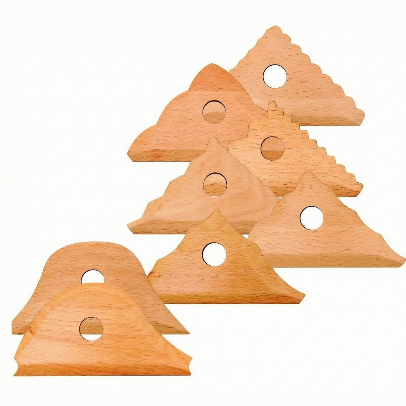 8 Pieces Beech Wood Pottery Rib Shaped Working Edge