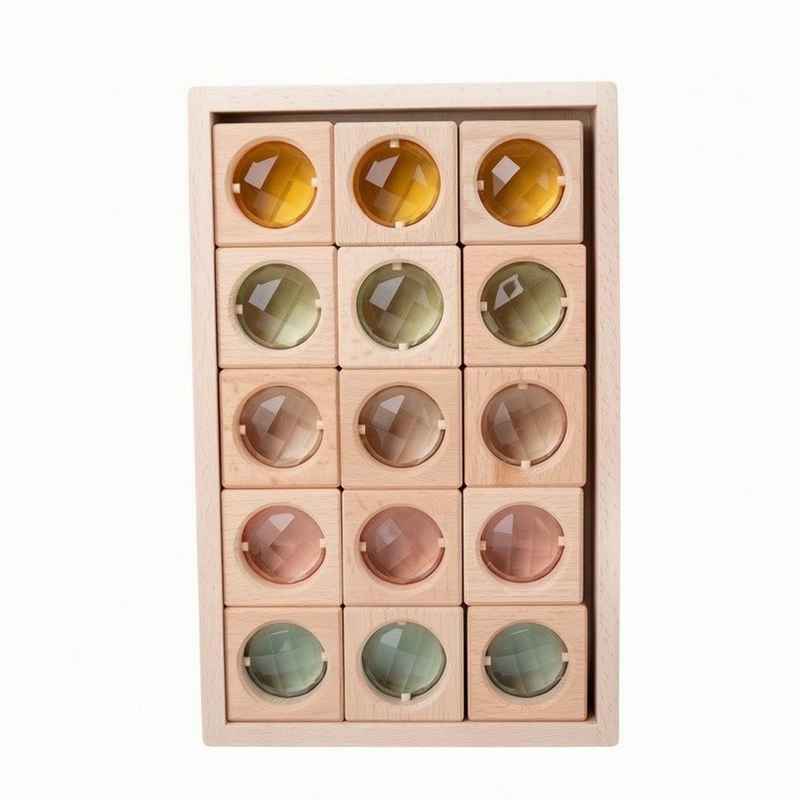 15-Piece Gemstone Blocks Wooden