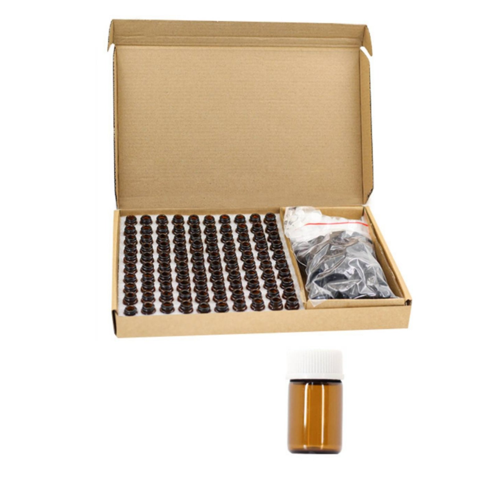 100-Piece Brown Glass Oil Sample Bottles