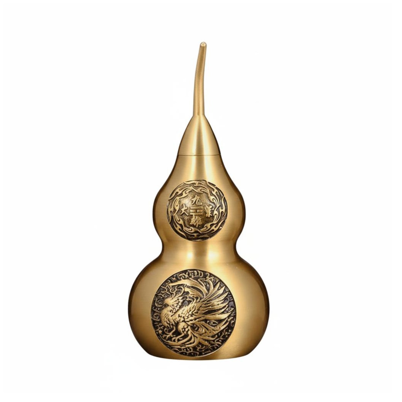 Brass Gourd Ornament – 15cm, Jiu Zi Li Huo
