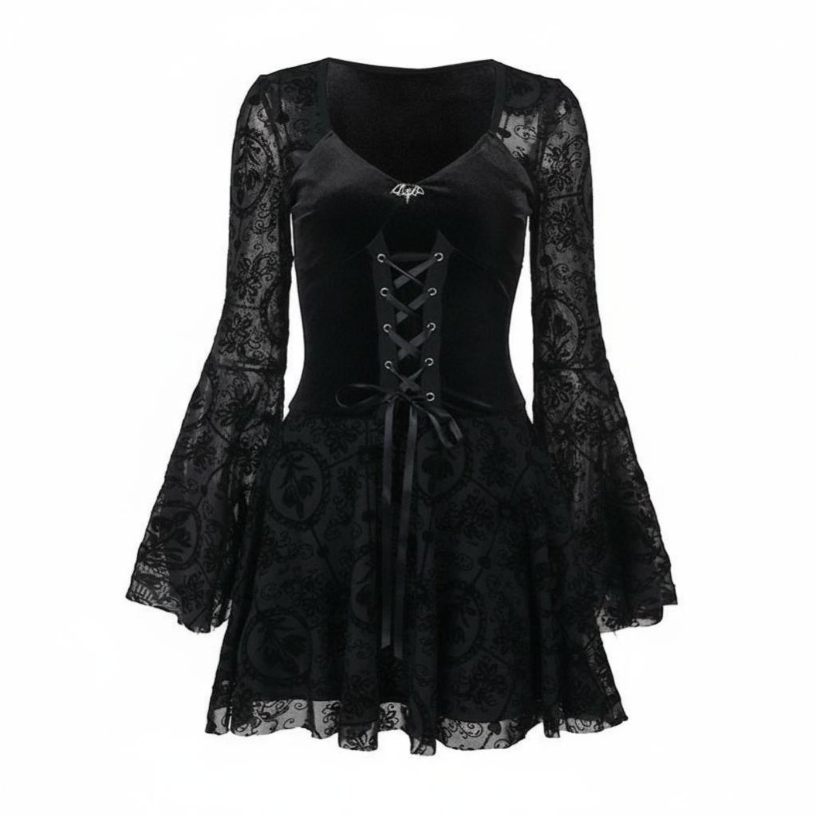 Flared Sleeve Dress Gothic Mini