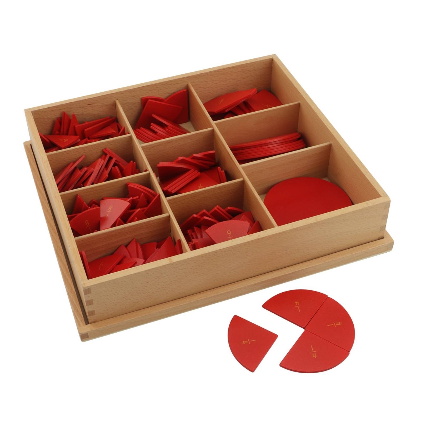 Wooden Tray with Fraction Pieces