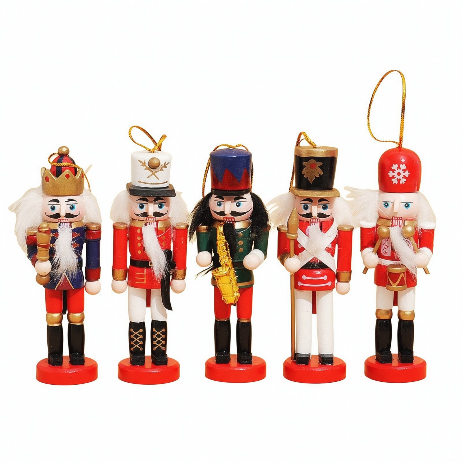 5-Piece Wooden Nutcracker Ornaments Christmas