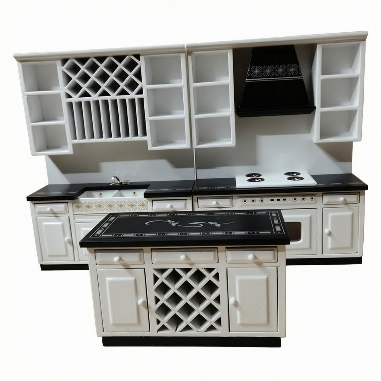 3-Piece 1:12 Scale Dollhouse Kitchen Furniture
