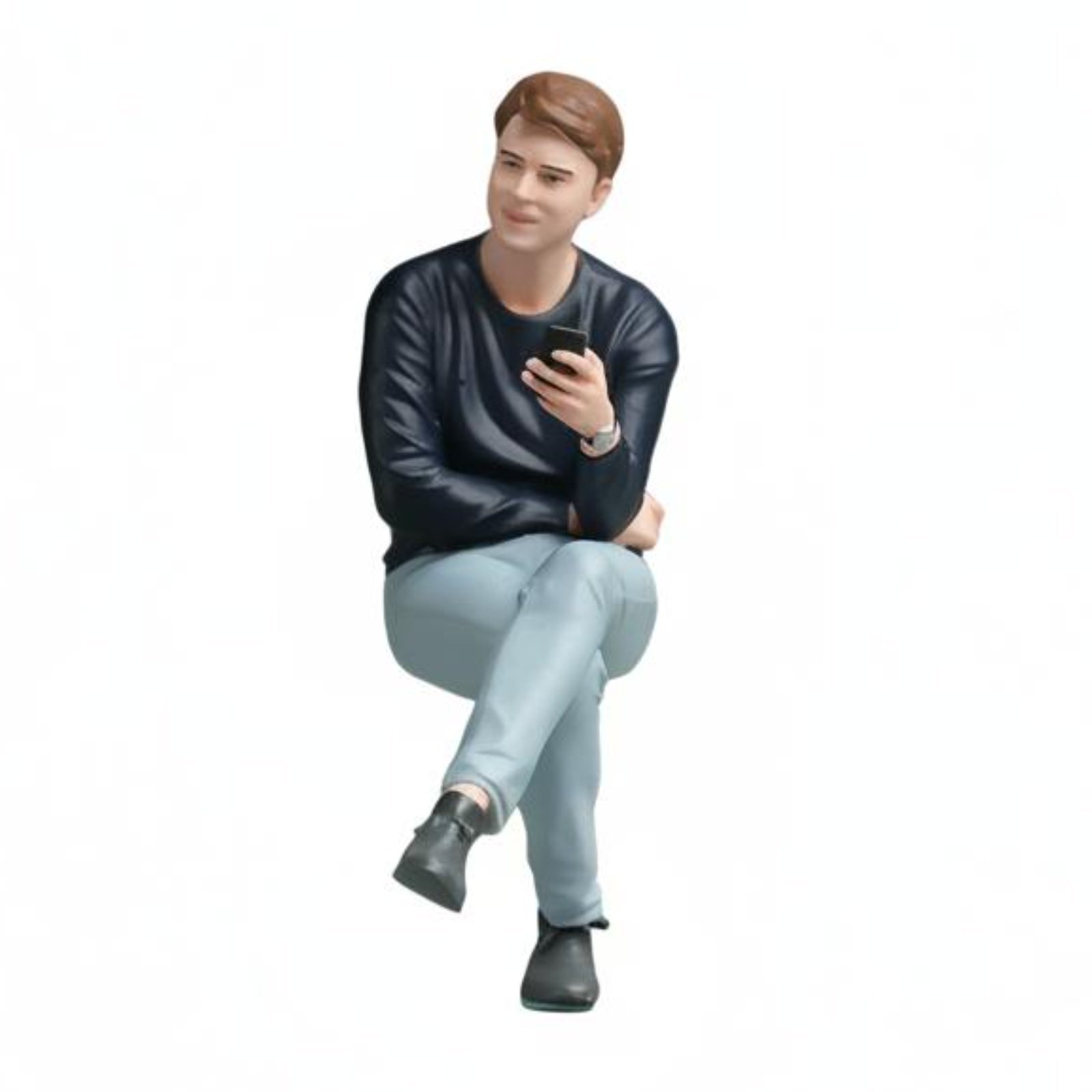 Miniature Seated Man Figurine