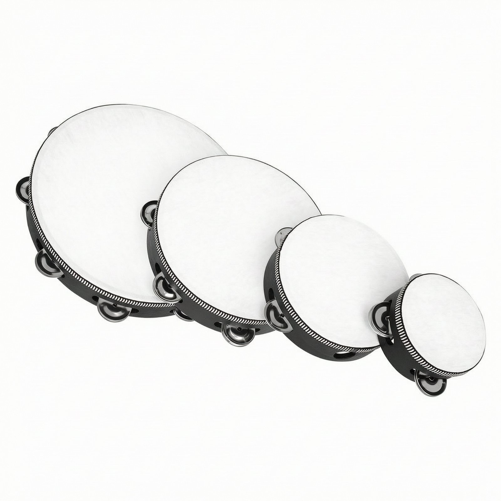 4-Piece Wooden Hand-Held Tambourine