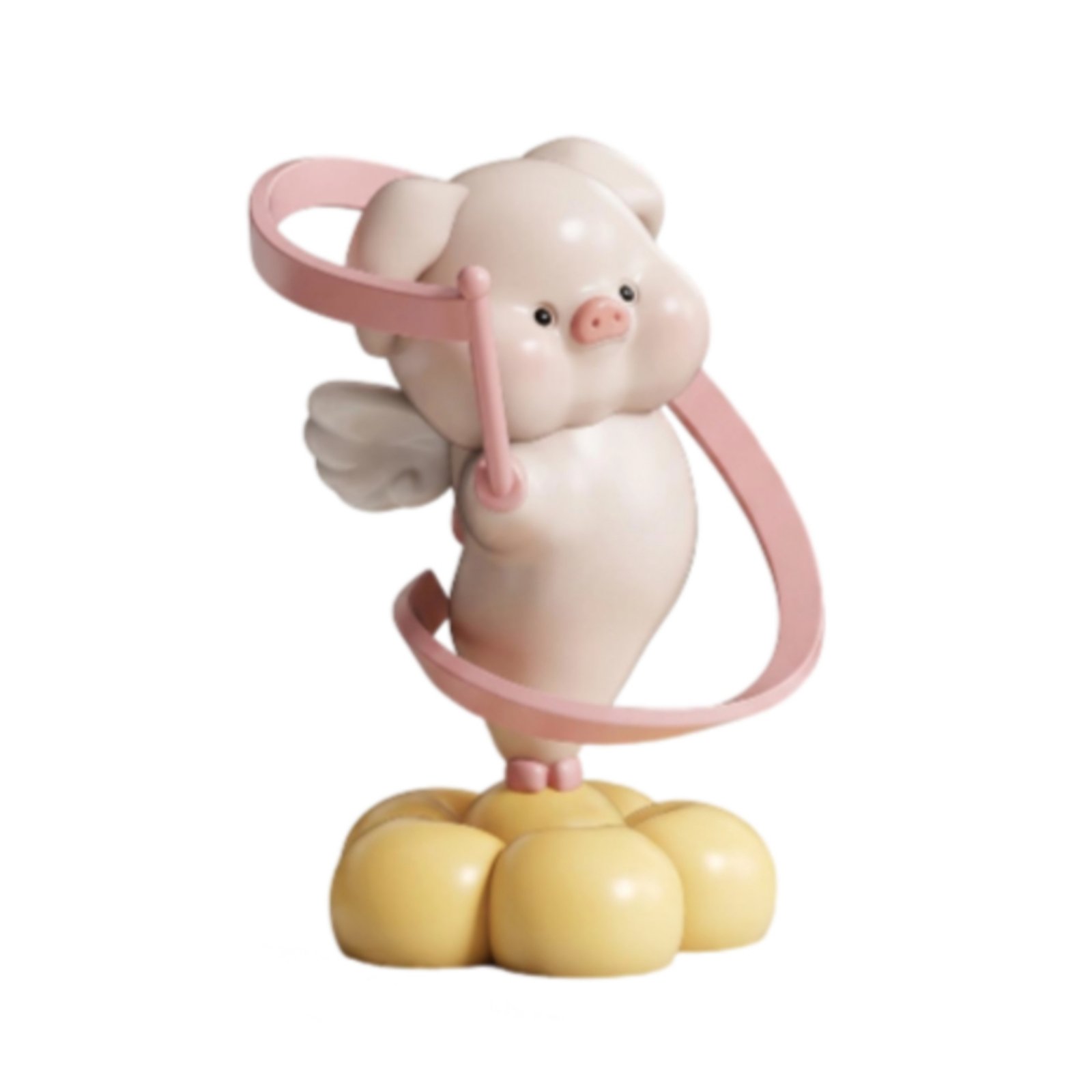 Resin Pig Figurine – Yellow, Manual Rotation