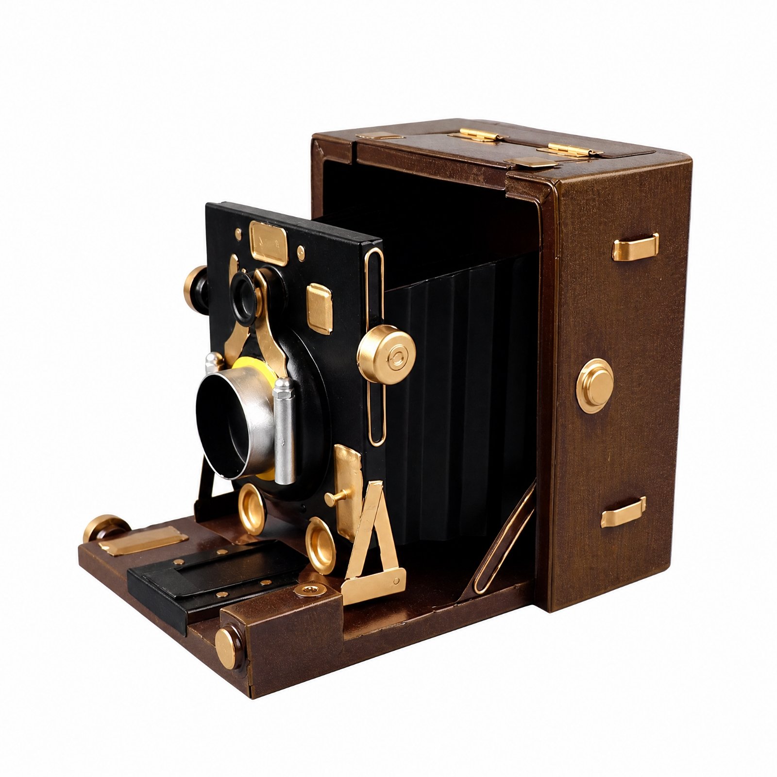 Box Camera Decor with Gold Hardware