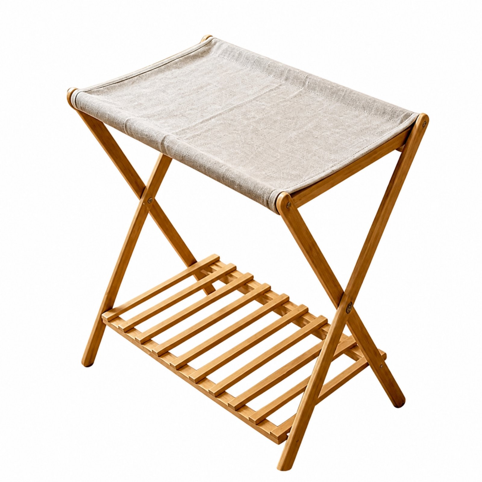 Bamboo Luggage Rack with Shelf
