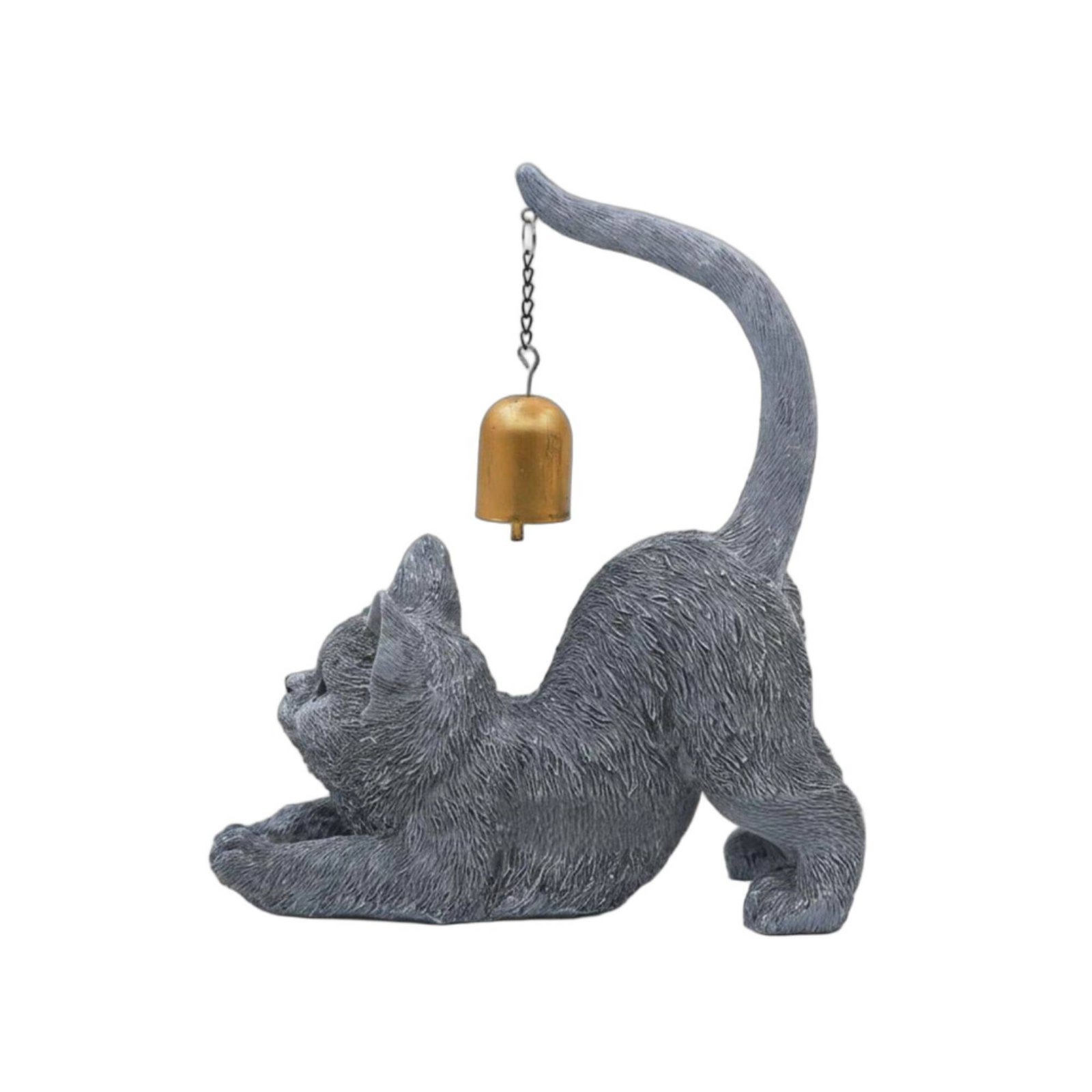 Resin Cat Figurine with Bell