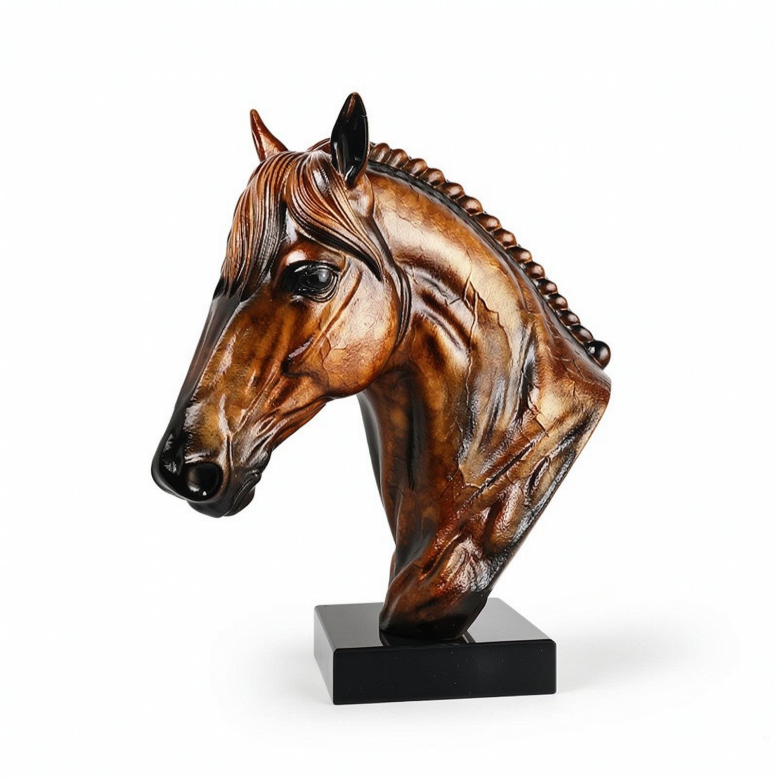 Horse Head Sculpture with Pedestal