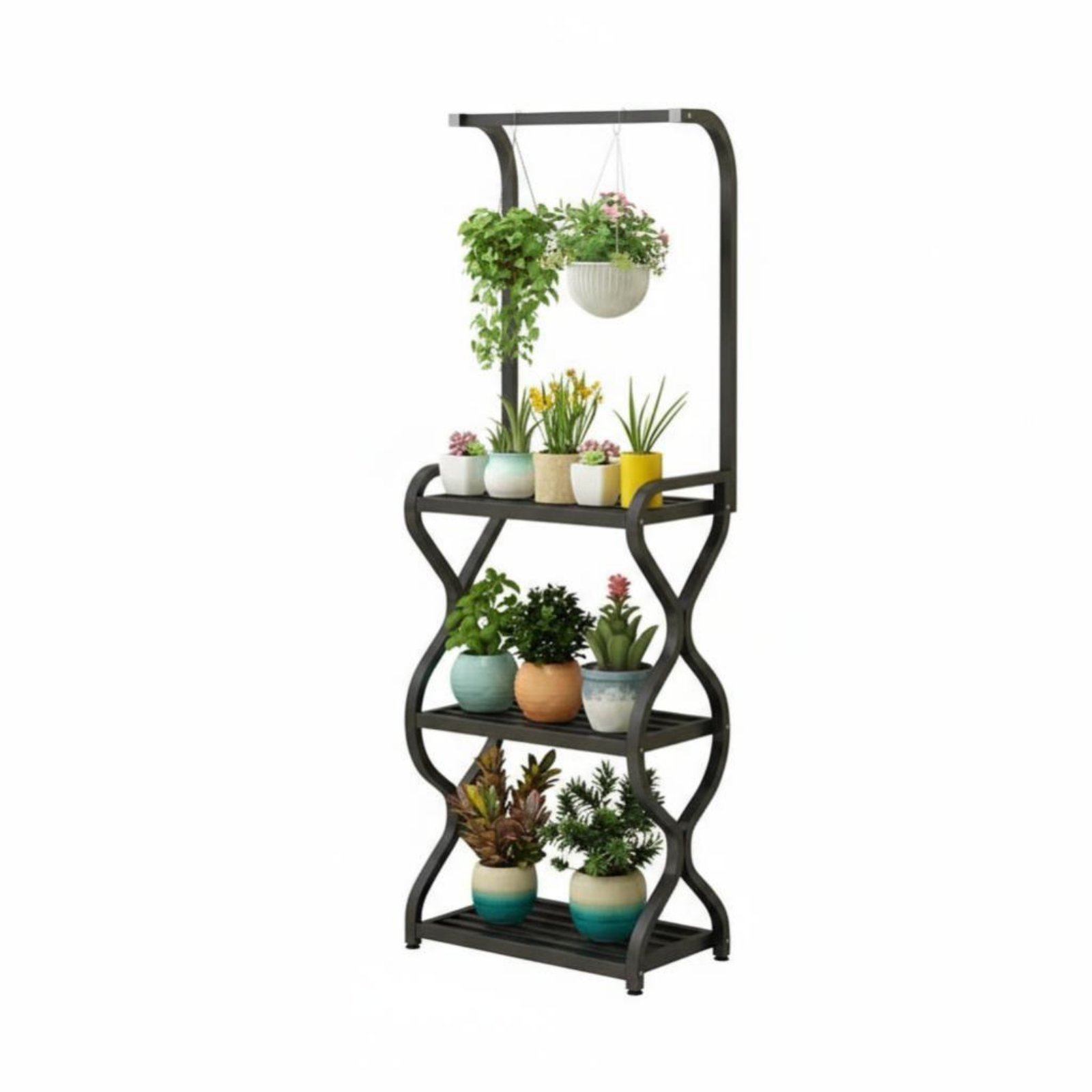 Multi-Tier Botanical Rack with Hanging Bar Strong