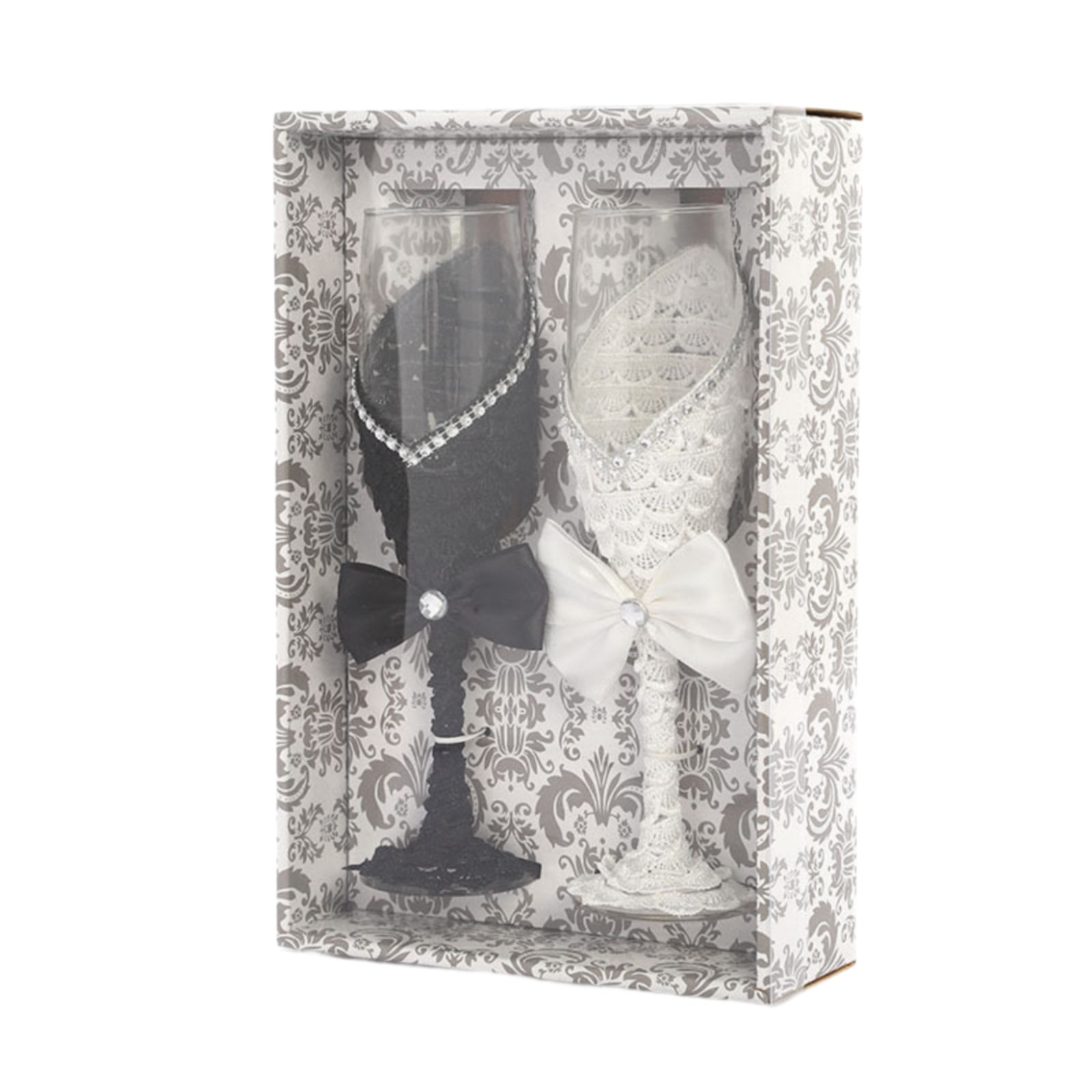 2-Piece Champagne Flutes with Lace Wrap