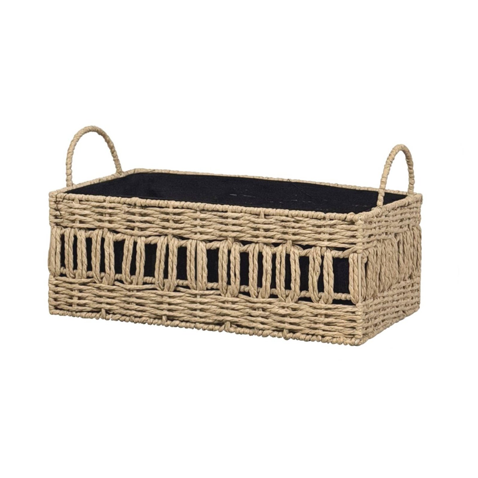 Braided Straw Basket with Lining