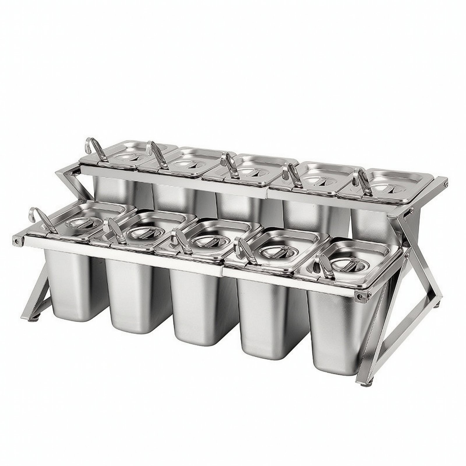 Stainless Steel Condiment Rack with Lids