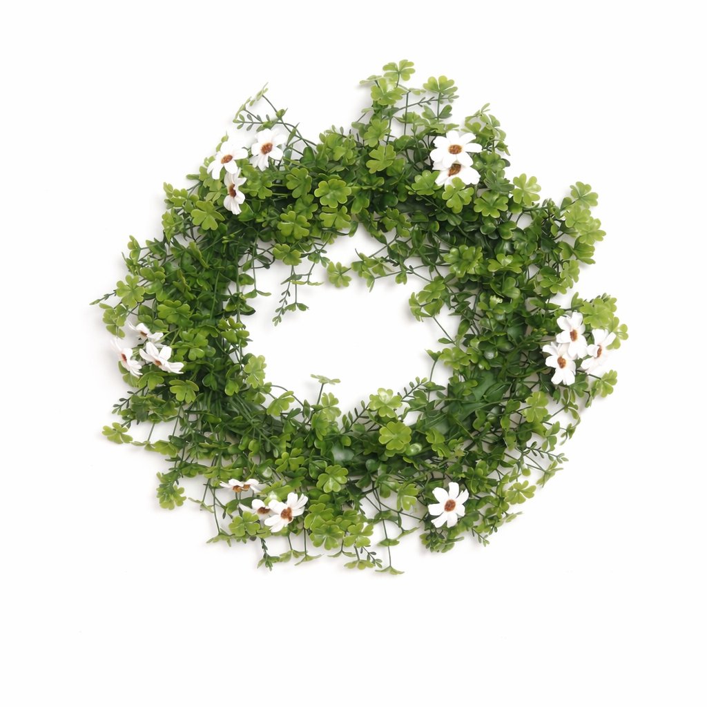Set of 4 Artificial Spring Wreath White-Green