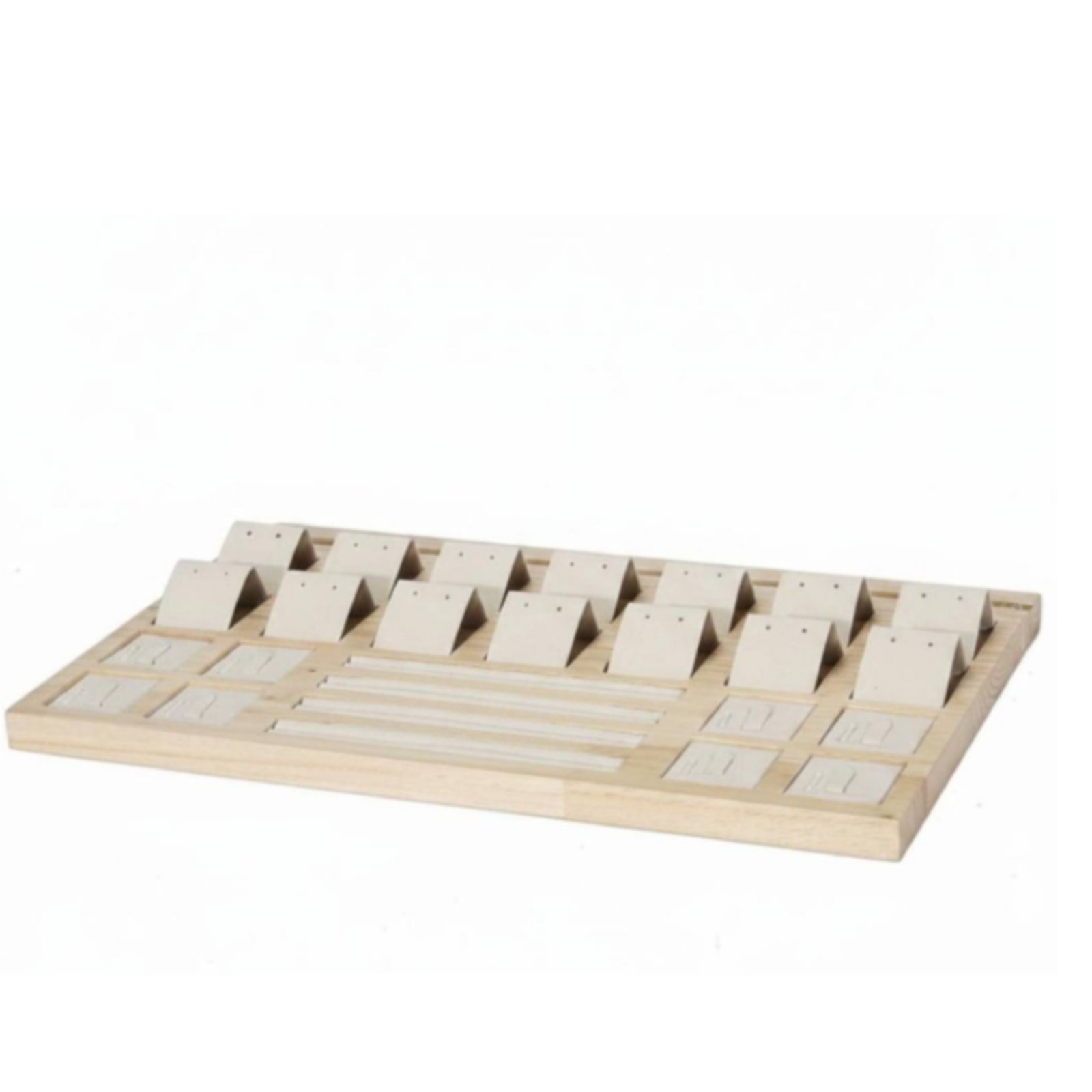 Wooden Jewelry Display Set – Beige, Stand Velvet