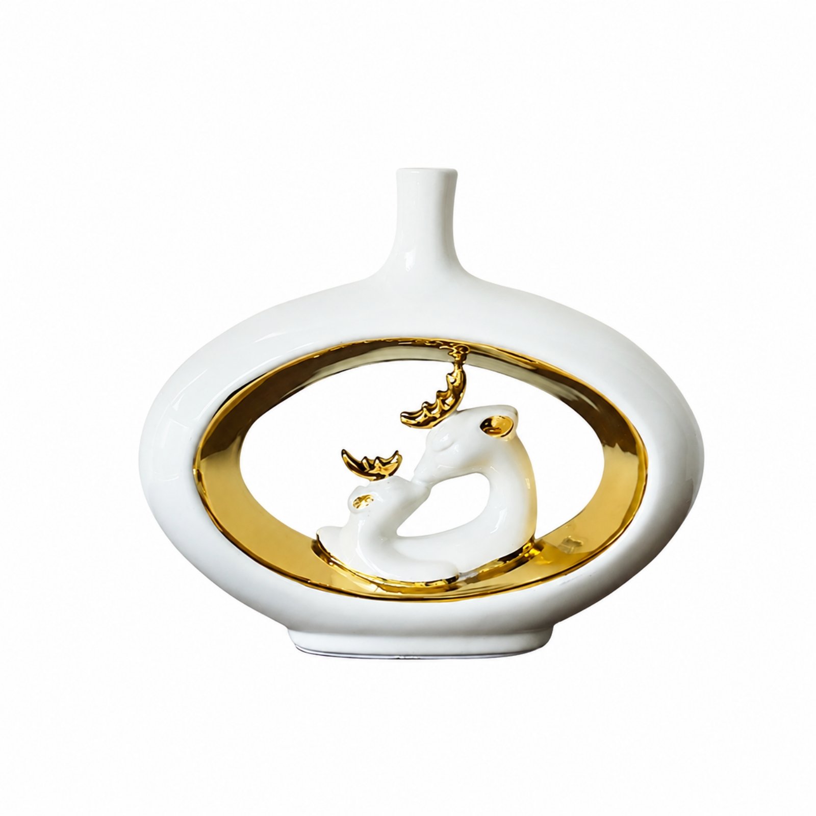Ceramic Vase with Gold Accents