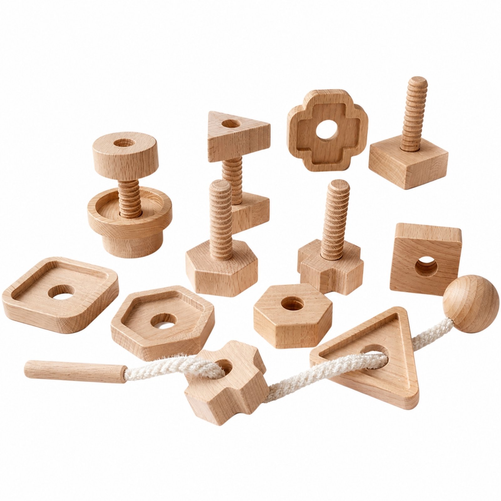 Wooden Screw and Nut Toy