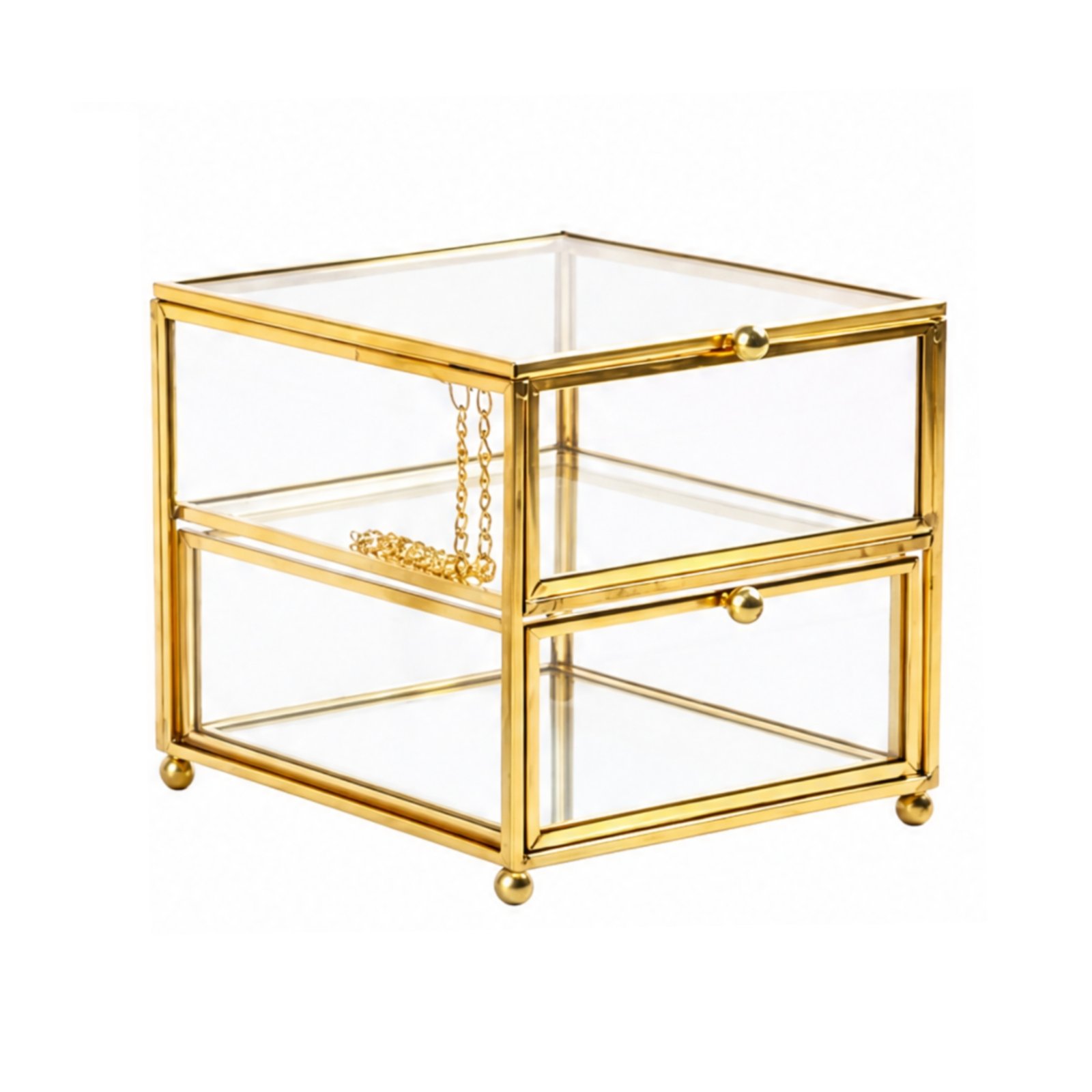 Jewelry Display Box with Glass Panels