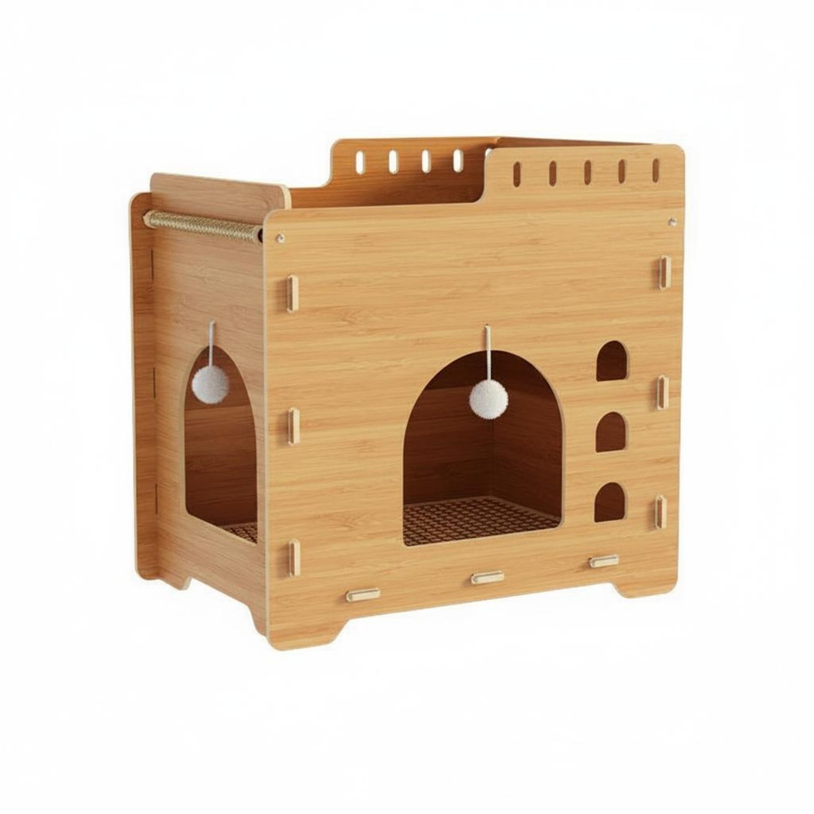 Wooden Cat Treehouse Scratcher