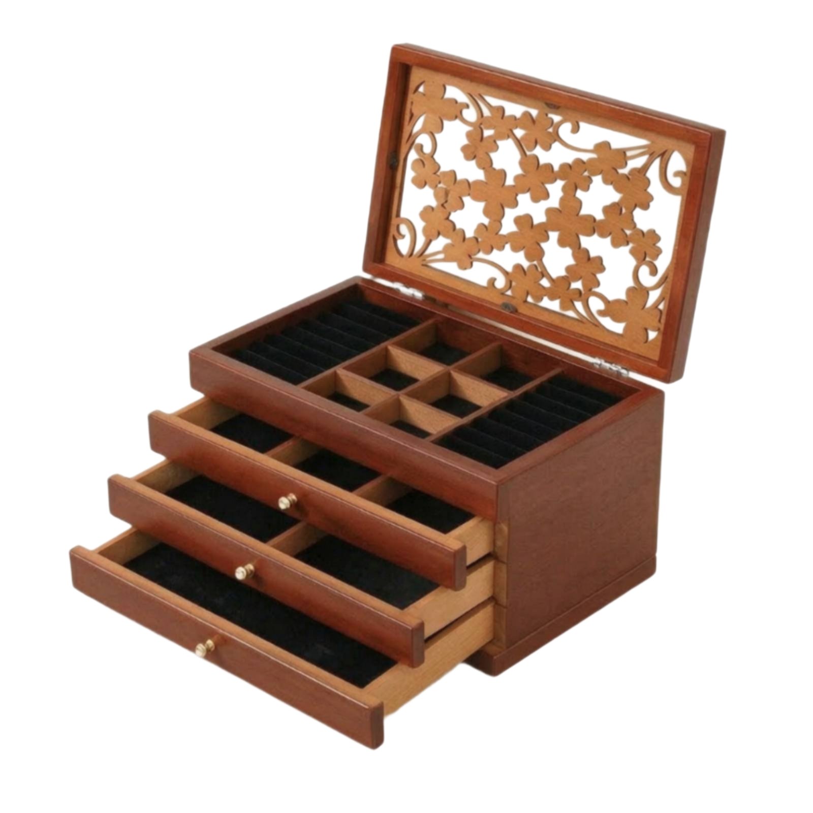 Solid Wood Jewelry Box with Drawers